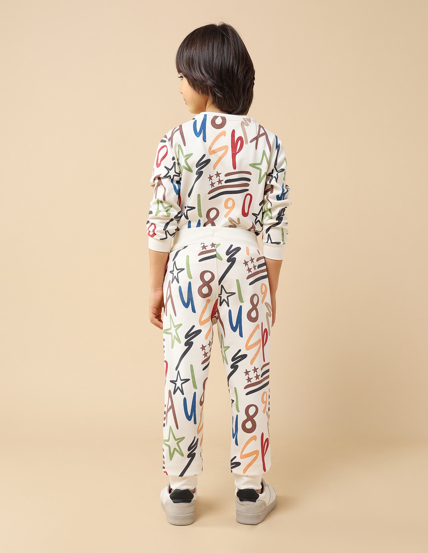 Boys All-Over Printed Regular Fit Joggers Off White - U.S. POLO ASSN. | Large