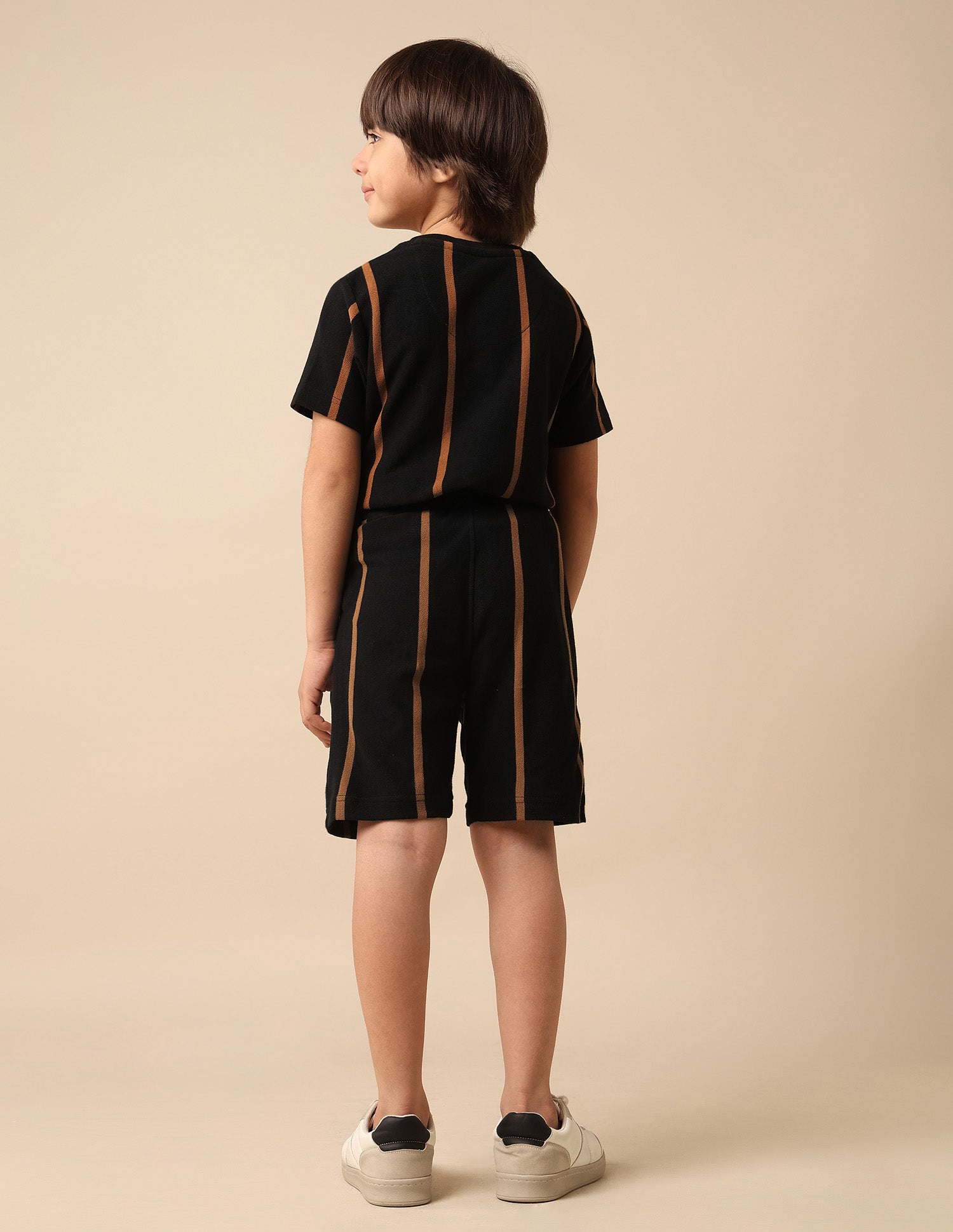 Boys Vertical Striped Pure Cotton Shorts Black - U.S. POLO ASSN. | Large