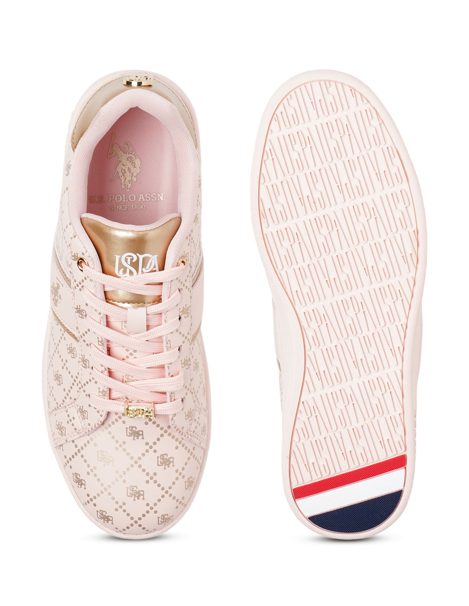 Women Monogram Harriet Sneakers Light Pink - U.S. POLO ASSN. | Large