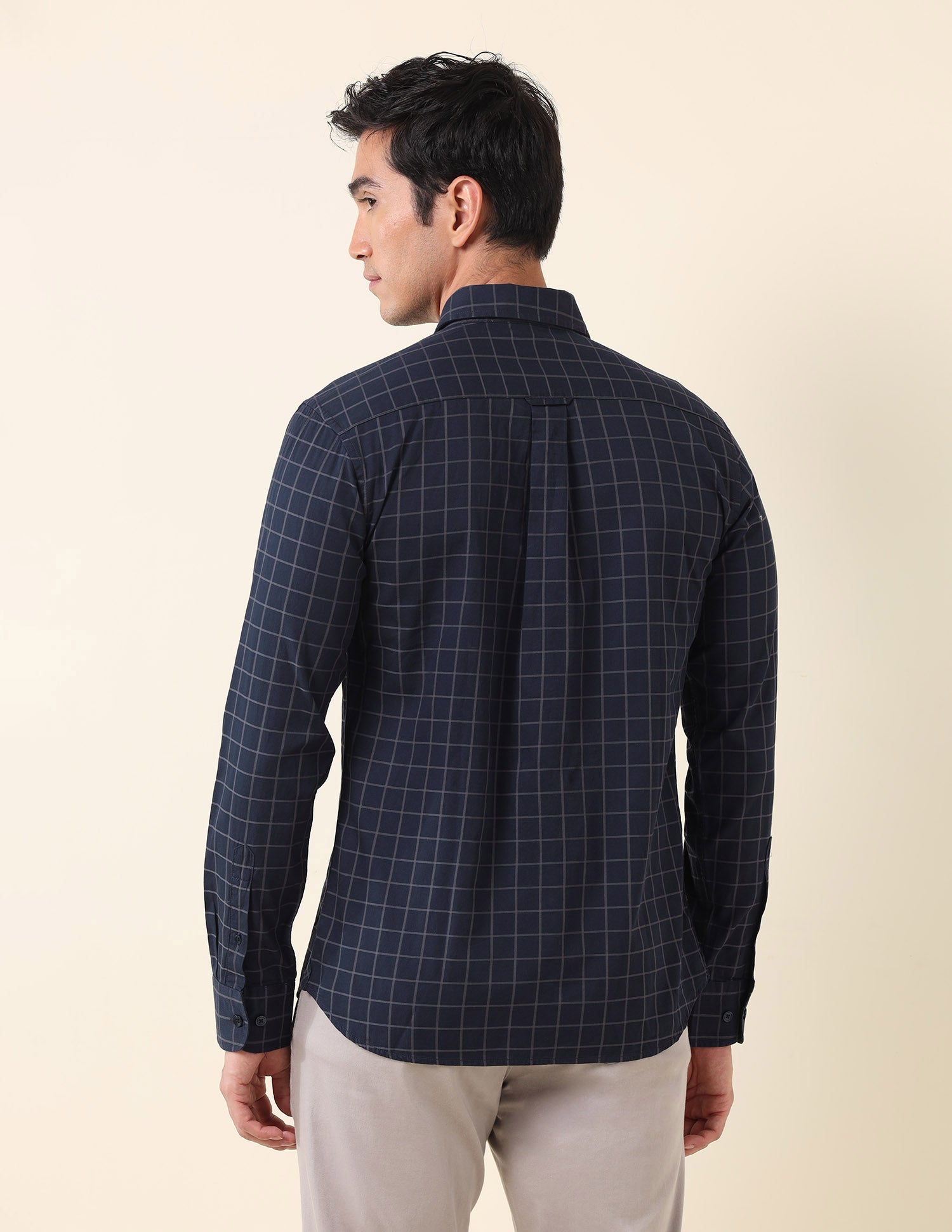 Windowpane Checked Tailored Fit Shirt Navy - U.S. Polo Assn. India | Large