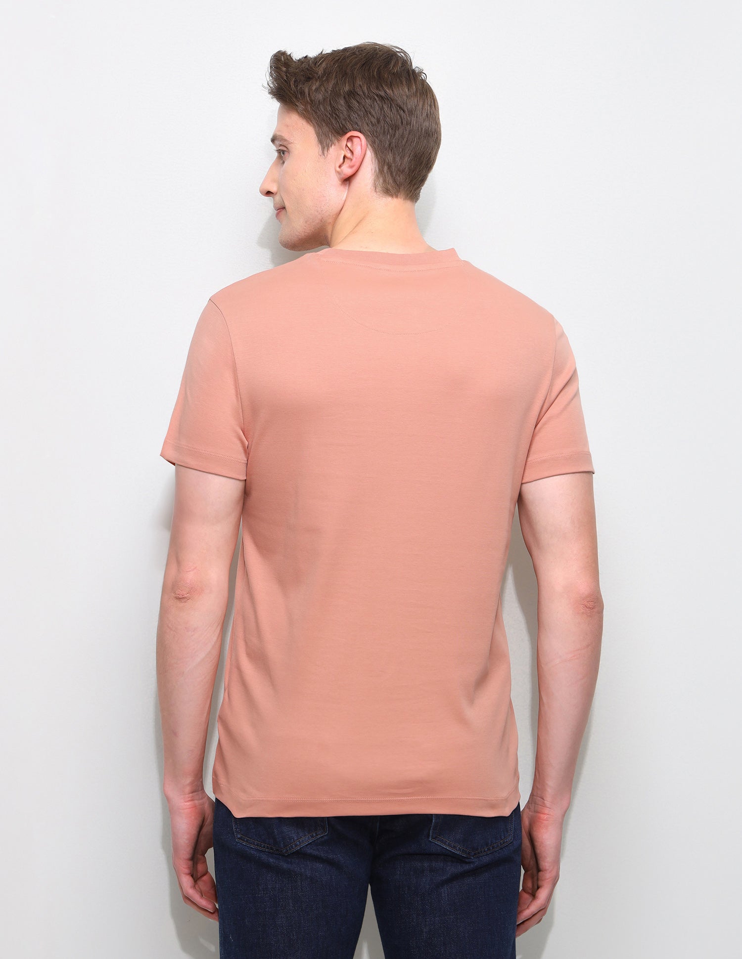 Brand Embossed Slim Fit T-Shirt Peach - U.S. Polo Assn. India | Large