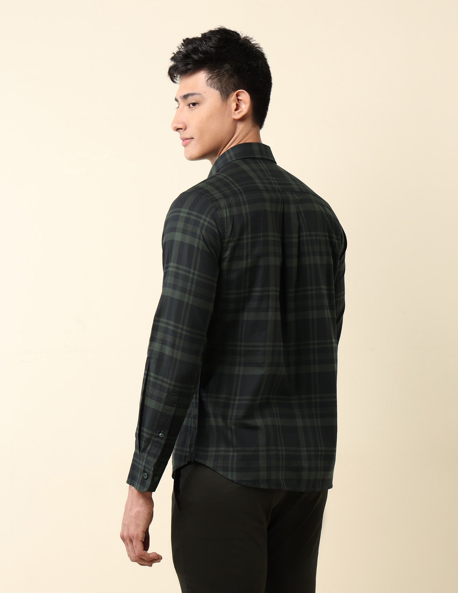Pure Cotton Tailored Fit Shirt Dark Green - U.S. Polo Assn. India | Large