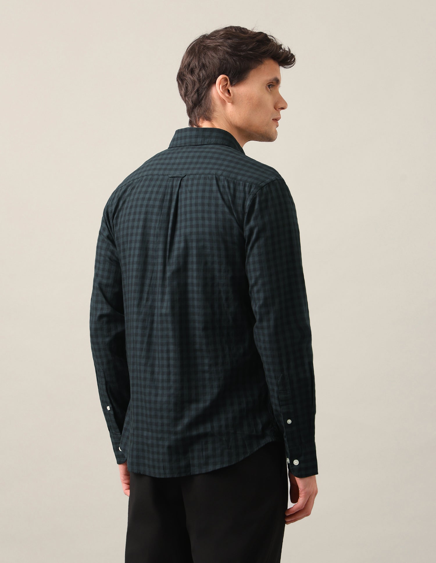 Gingham Checked Twill Shirt Green - U.S. Polo Assn. India | Large