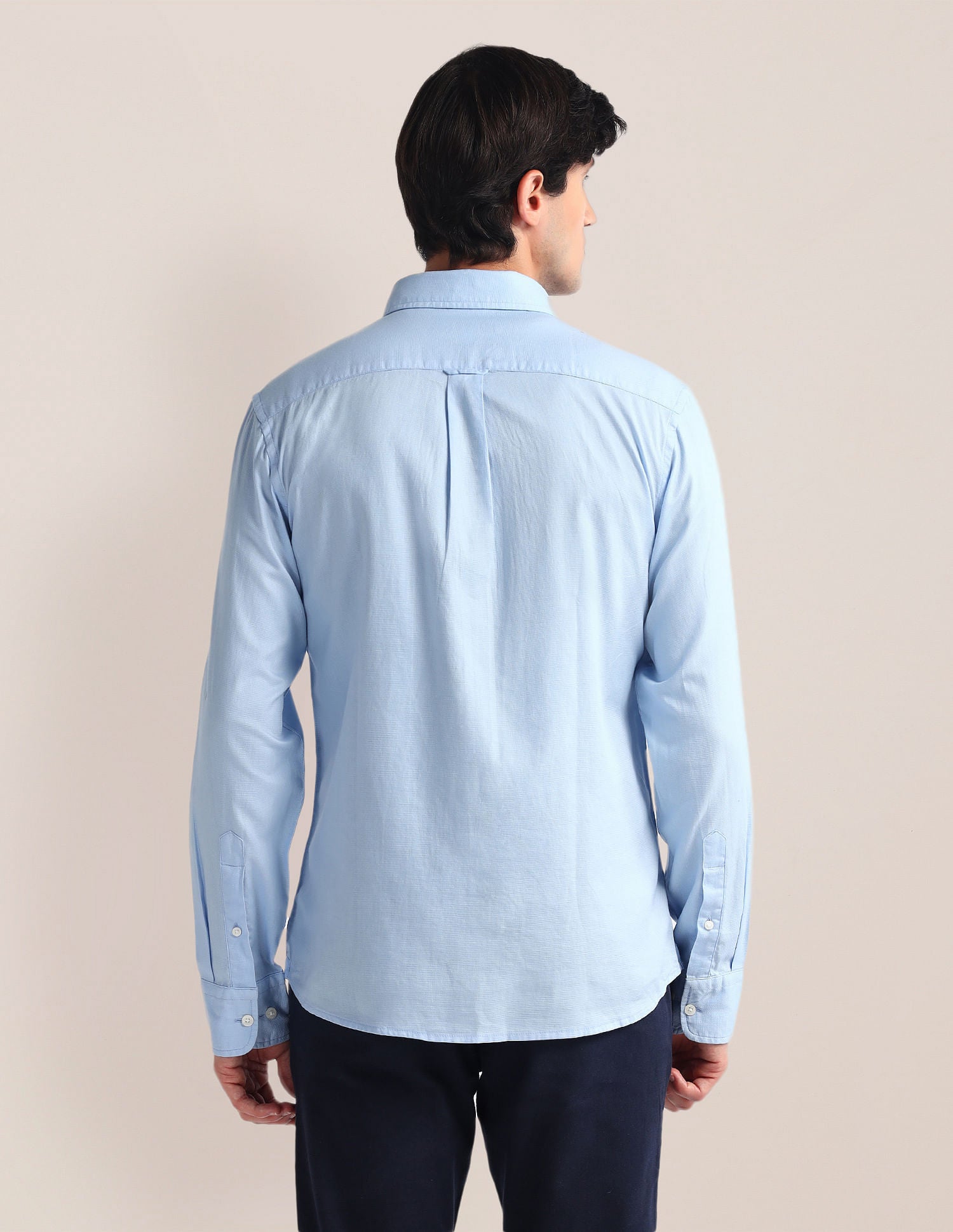 Tailored Fit Pure Cotton Shirt Blue - U.S. Polo Assn. India | Large