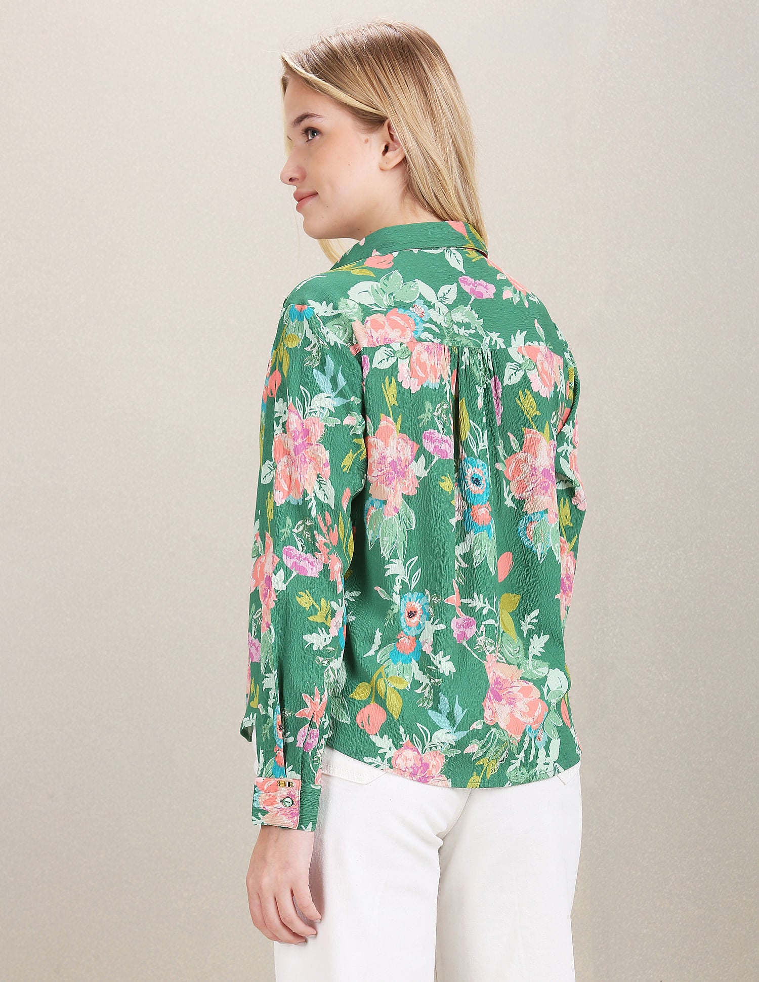 Floral Print Spread Collar Shirt Green - U.S. Polo Assn. India | Large