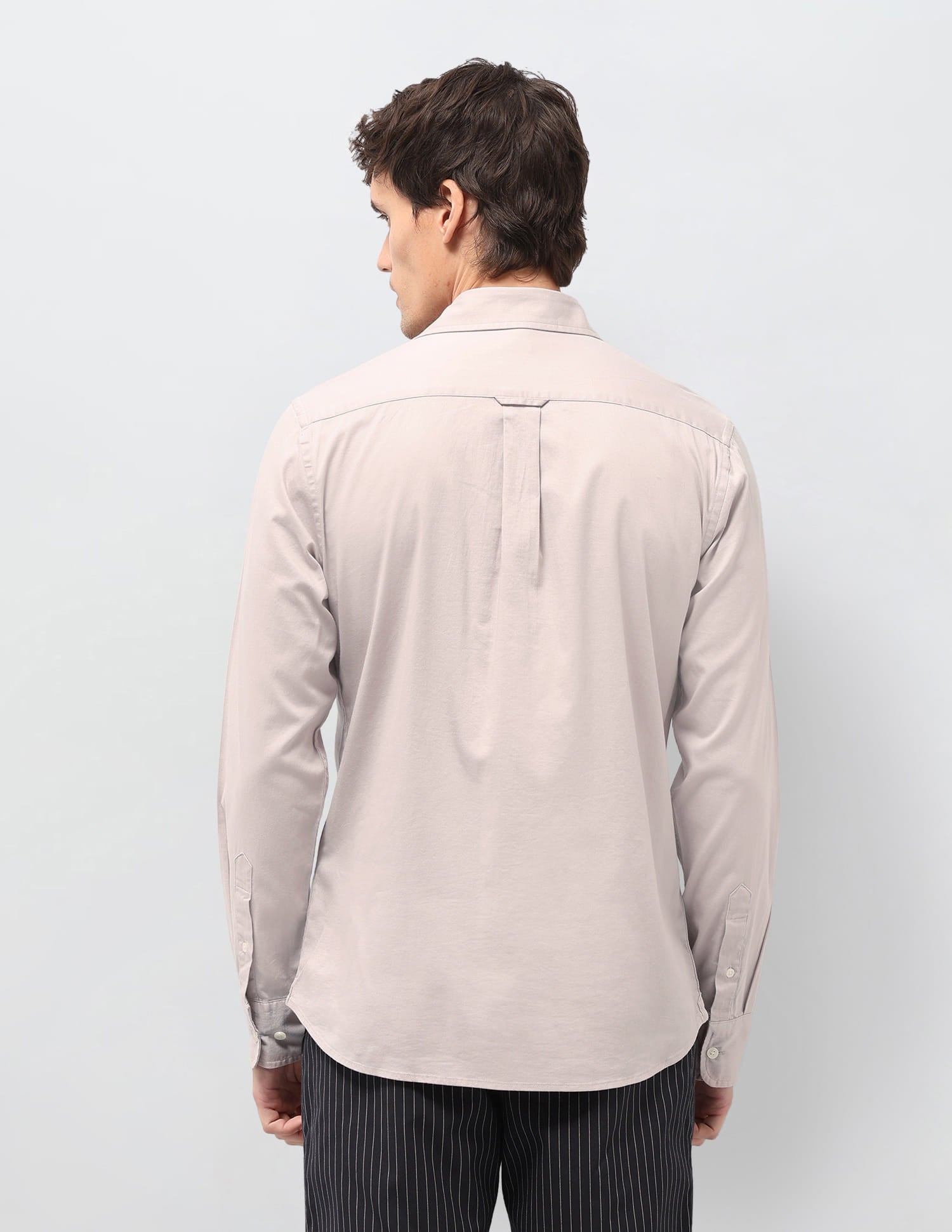 Solid Dobby Tailored Fit Shirt Beige - U.S. Polo Assn. India | Large