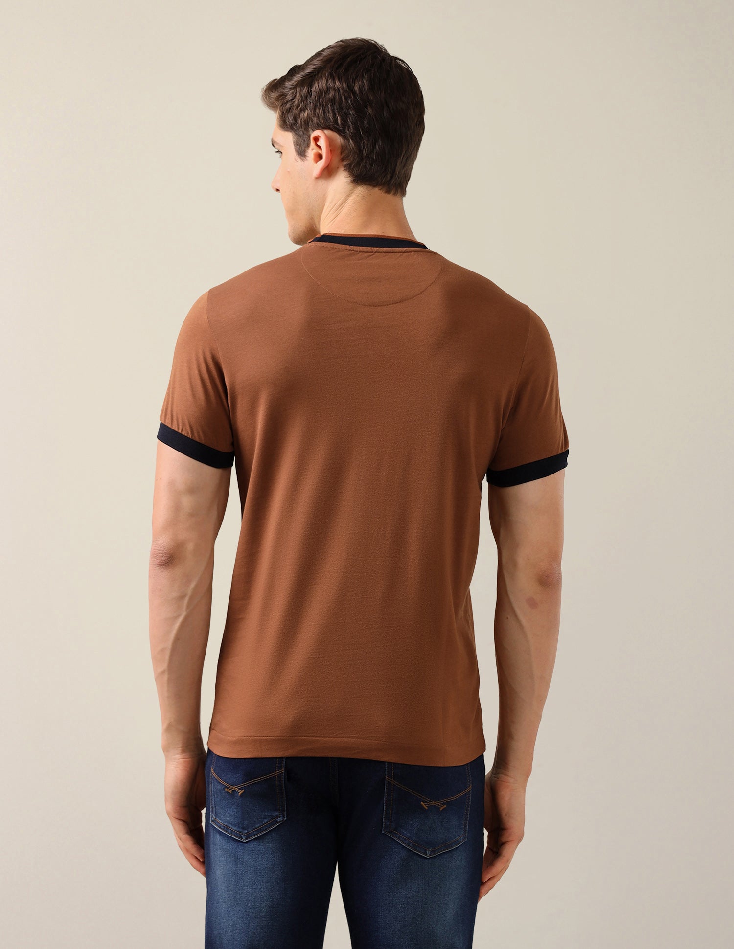 Brand Embossed Slim Fit T-Shirt Brown - U.S. Polo Assn. India | Large