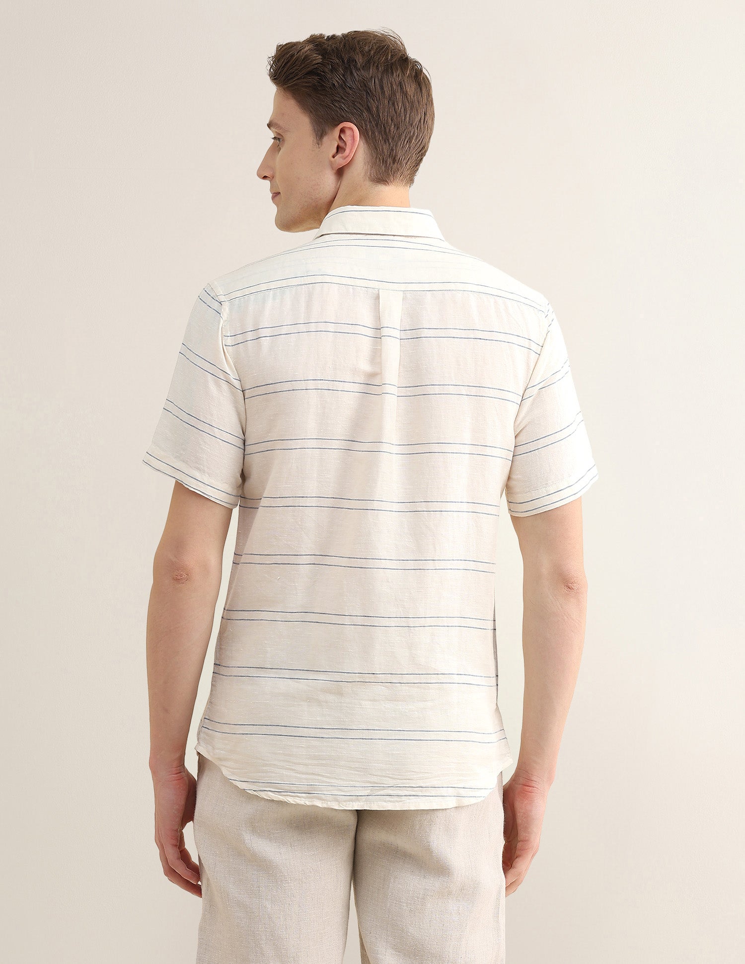 Horizontal Striped Regular Fit Shirt Ivory - U.S. Polo Assn. India | Large