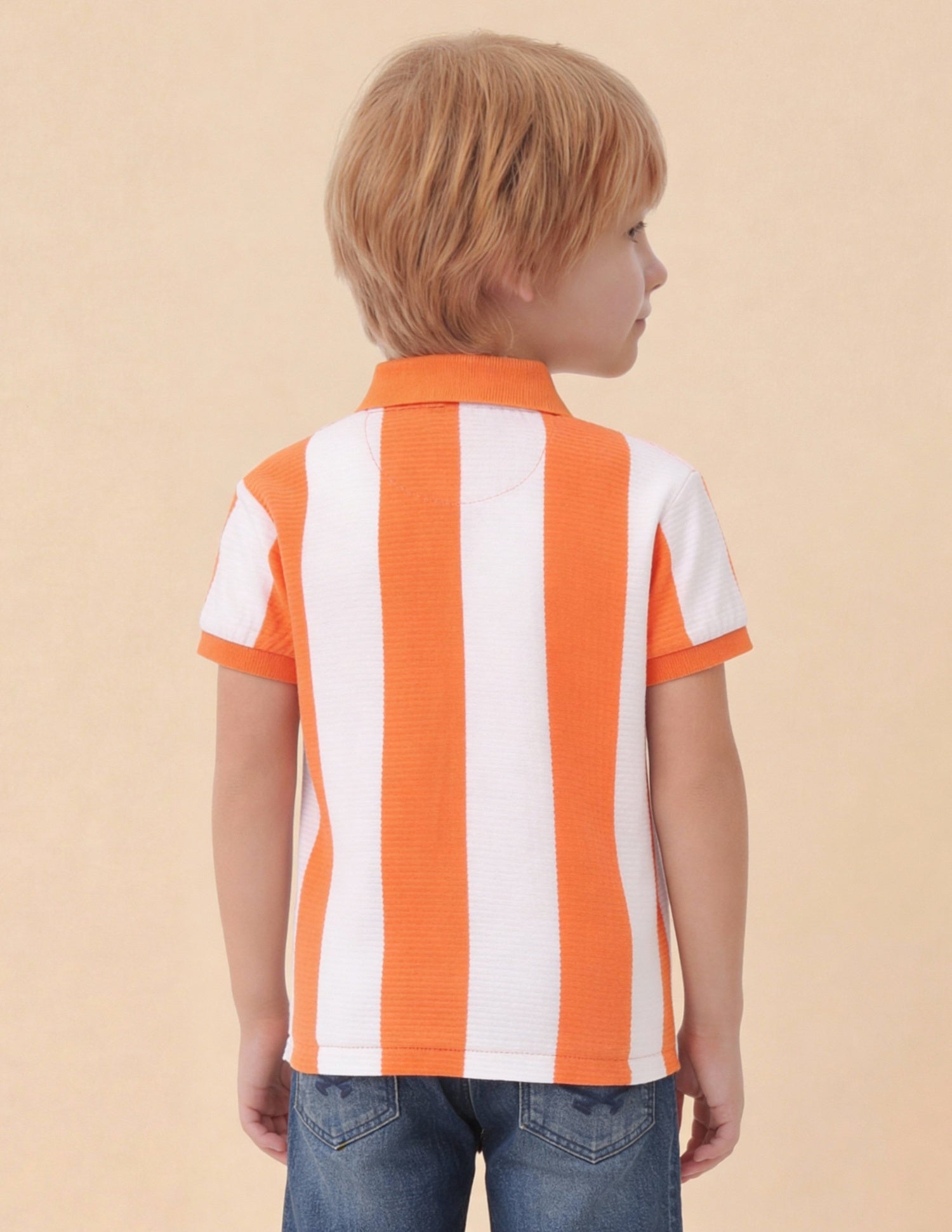 Vertical Striped Regular Fit Polo Shirt Orange - U.S. Polo Assn. India | Large