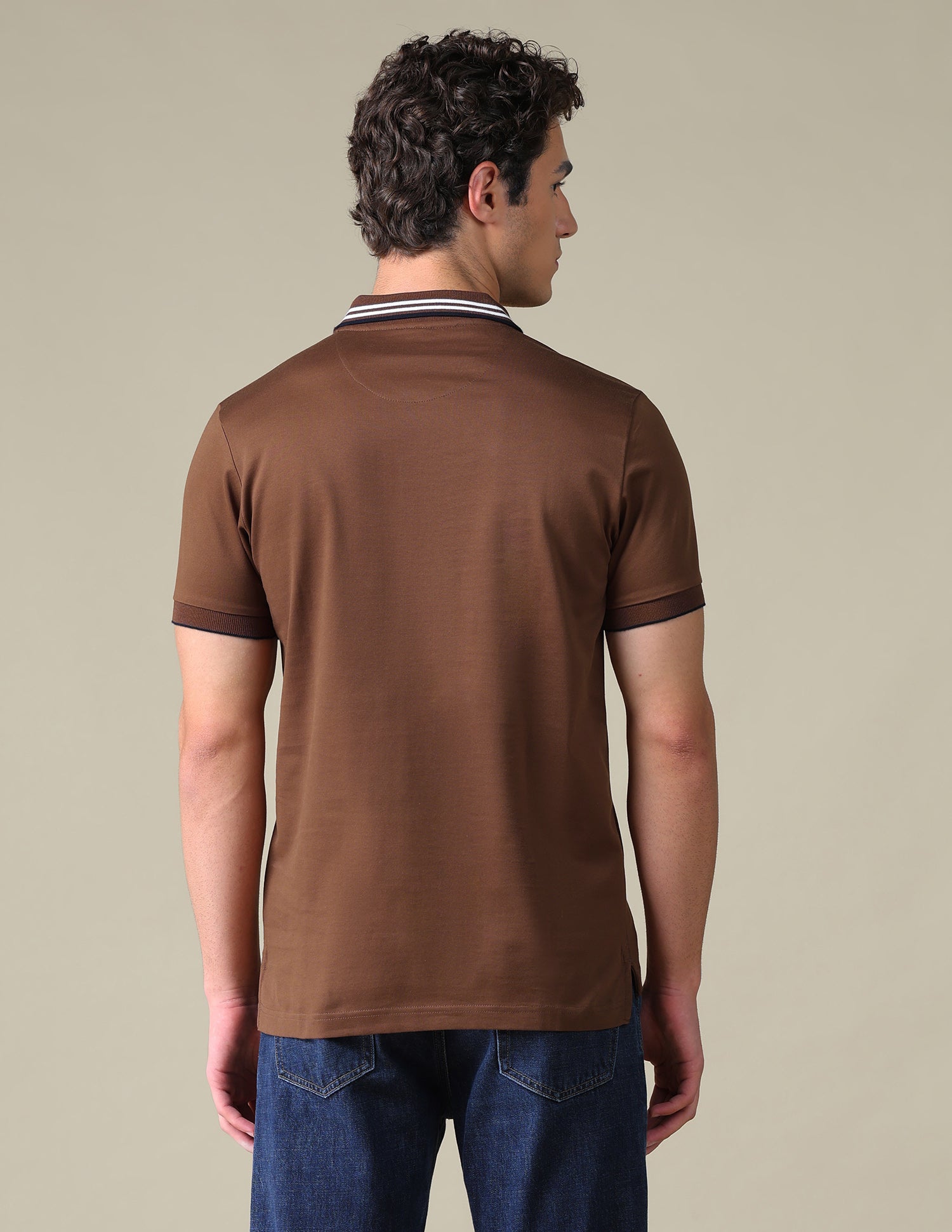 Regular Fit Solid Polo Shirt Light Brown - U.S. Polo Assn. India | Large