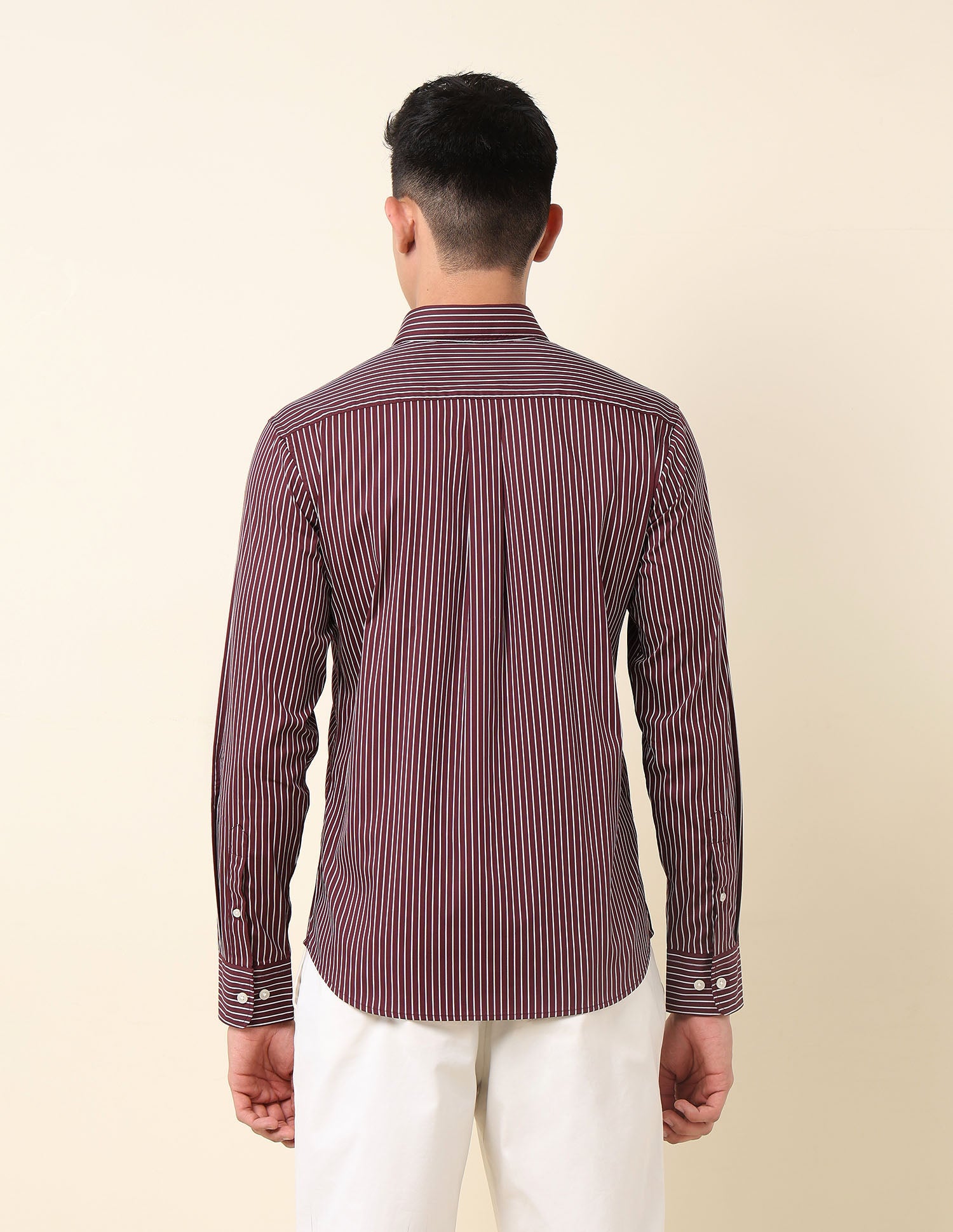 Vertical Striped Tailored Fit Shirt Burgundy - U.S. Polo Assn. India | Large