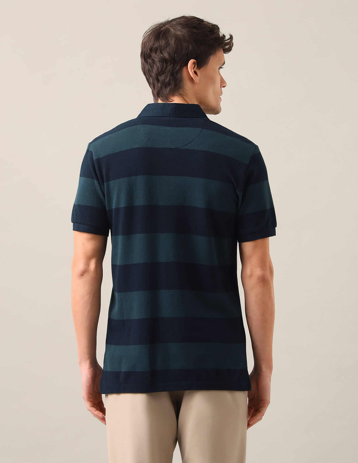 Horizontal Striped Slim Fit Polo Shirt Green - U.S. Polo Assn. India | Large