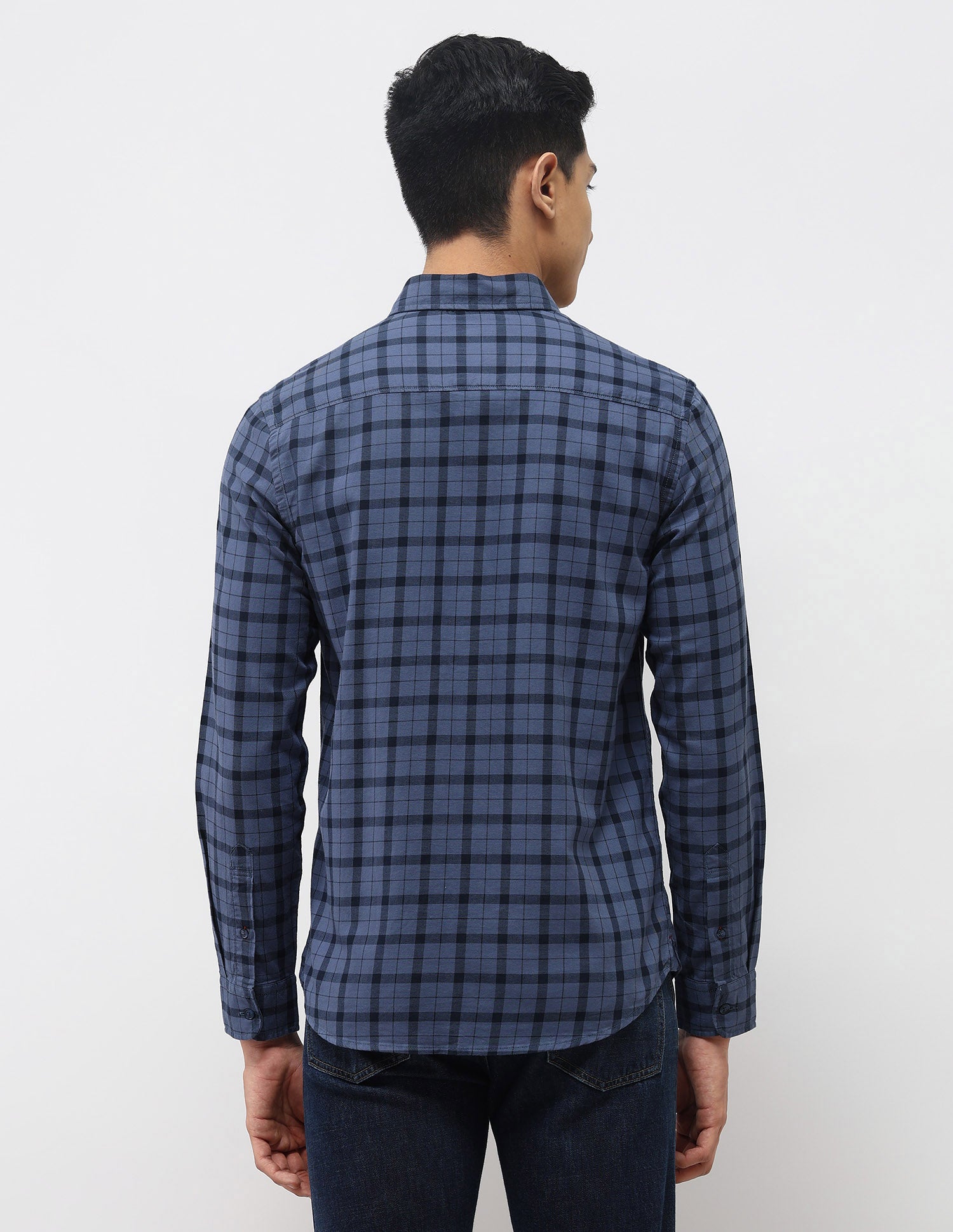 Grid Tattersall Checked Twill Shirt Dark Blue - U.S. POLO ASSN. | Large