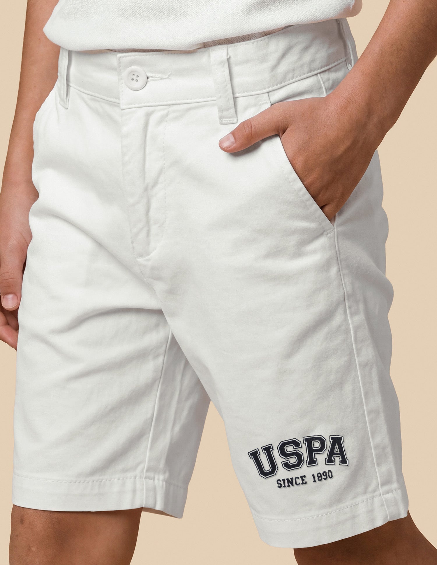 Mid Rise Relaxed Fit Shorts White - U.S. Polo Assn. India | Large