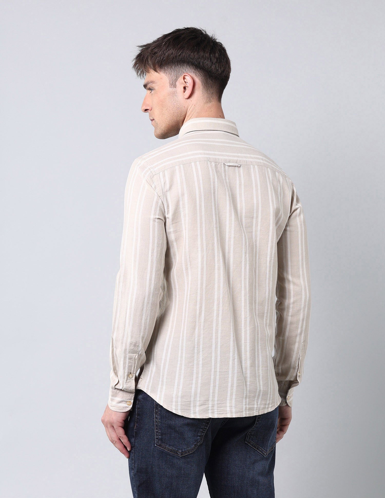 Vertical Striped Regular Fit Shirt Khaki - U.S. Polo Assn. India | Large