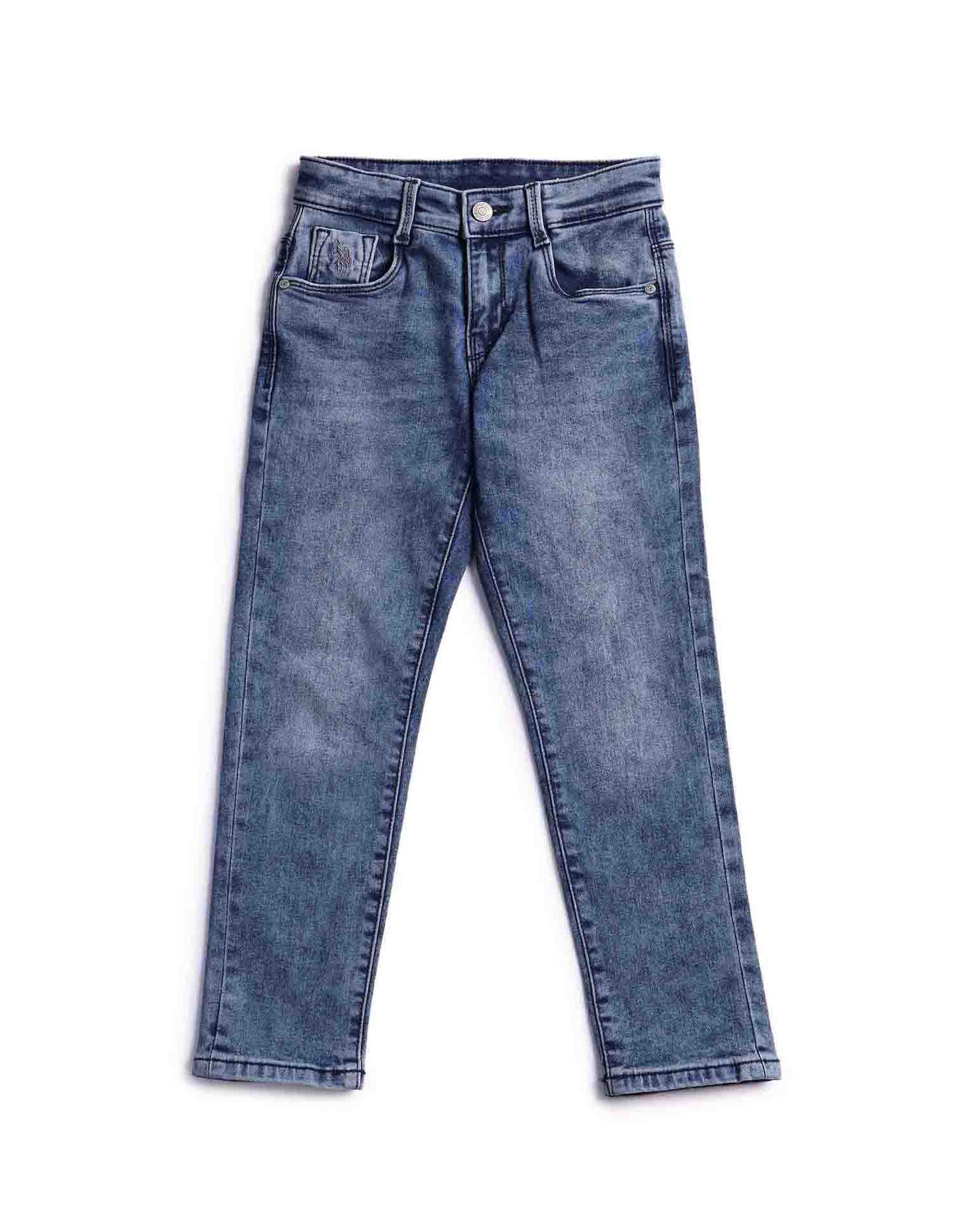 Boys Stone Washed Slim Fit Jeans Blue - U.S. POLO ASSN. | Large