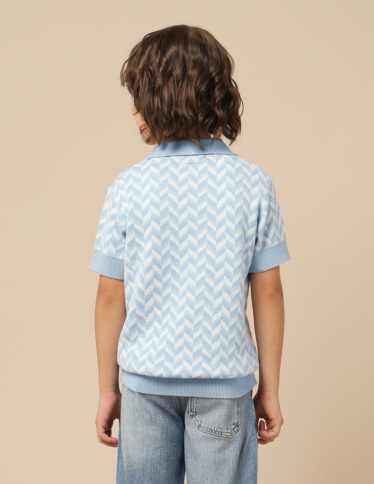 Boys Chevron Printed Regular Fit Polo Shirt White - U.S. POLO ASSN. | Large