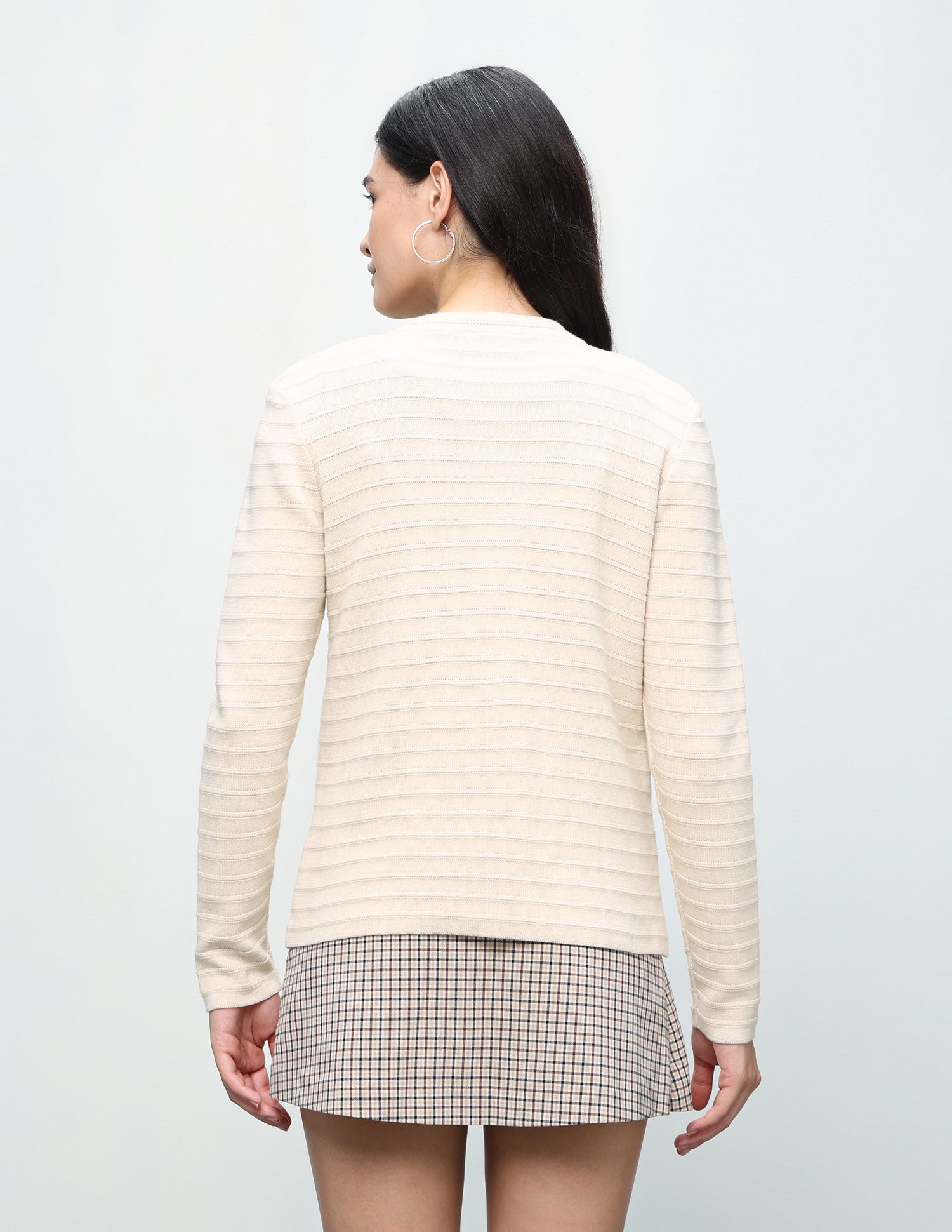 Patterned Knit Cardigan Sweater Off-White - U.S. Polo Assn. India | Large