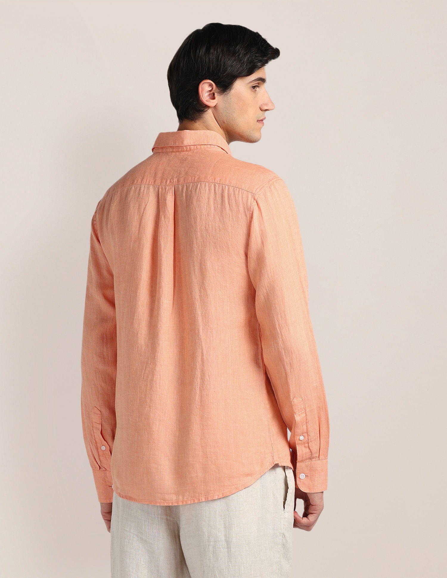 Solid Linen Shirt Orange - U.S. Polo Assn. India | Large