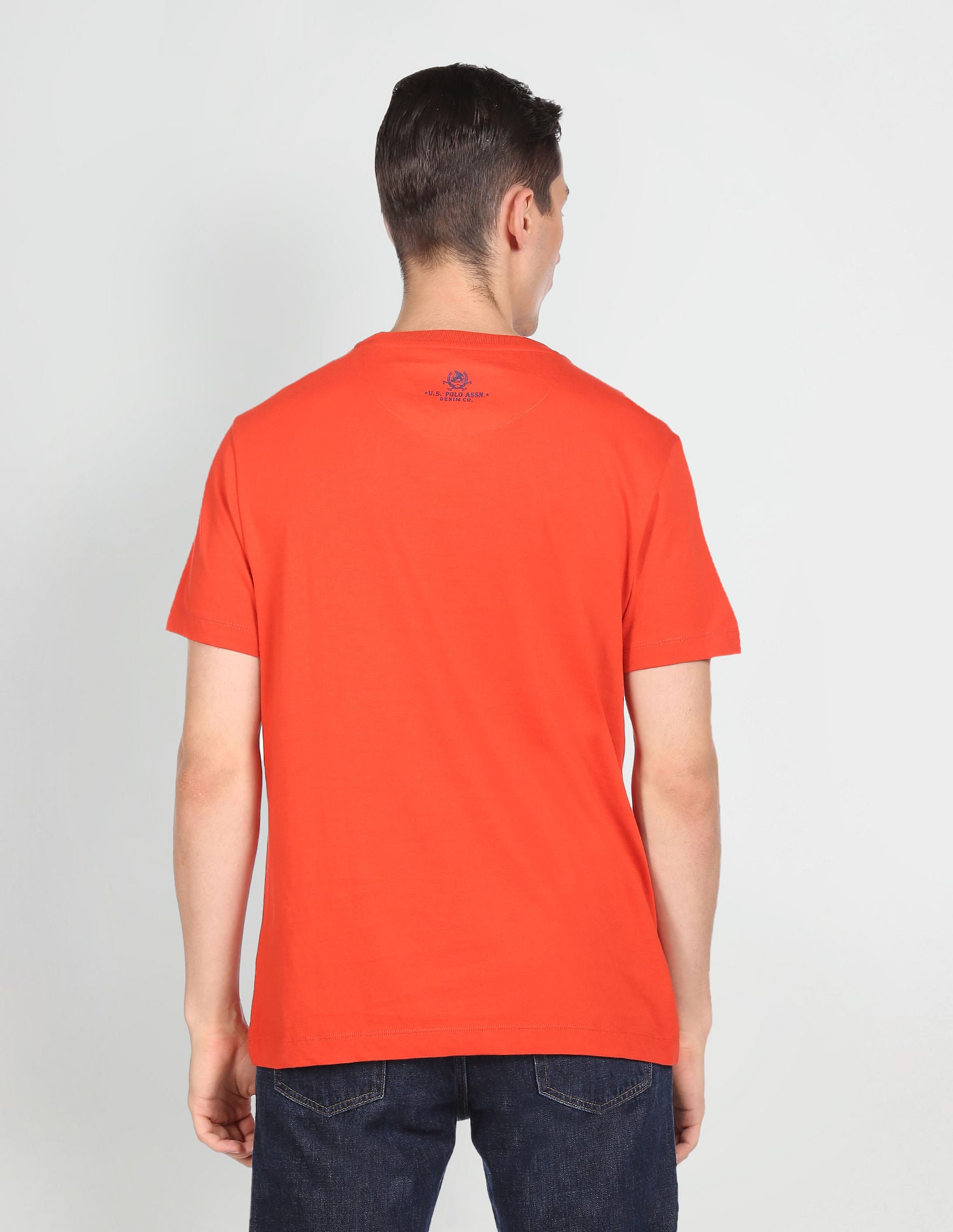 Men Red Crew Neck Brand Print T-Shirt Red - U.S. POLO ASSN. | Large