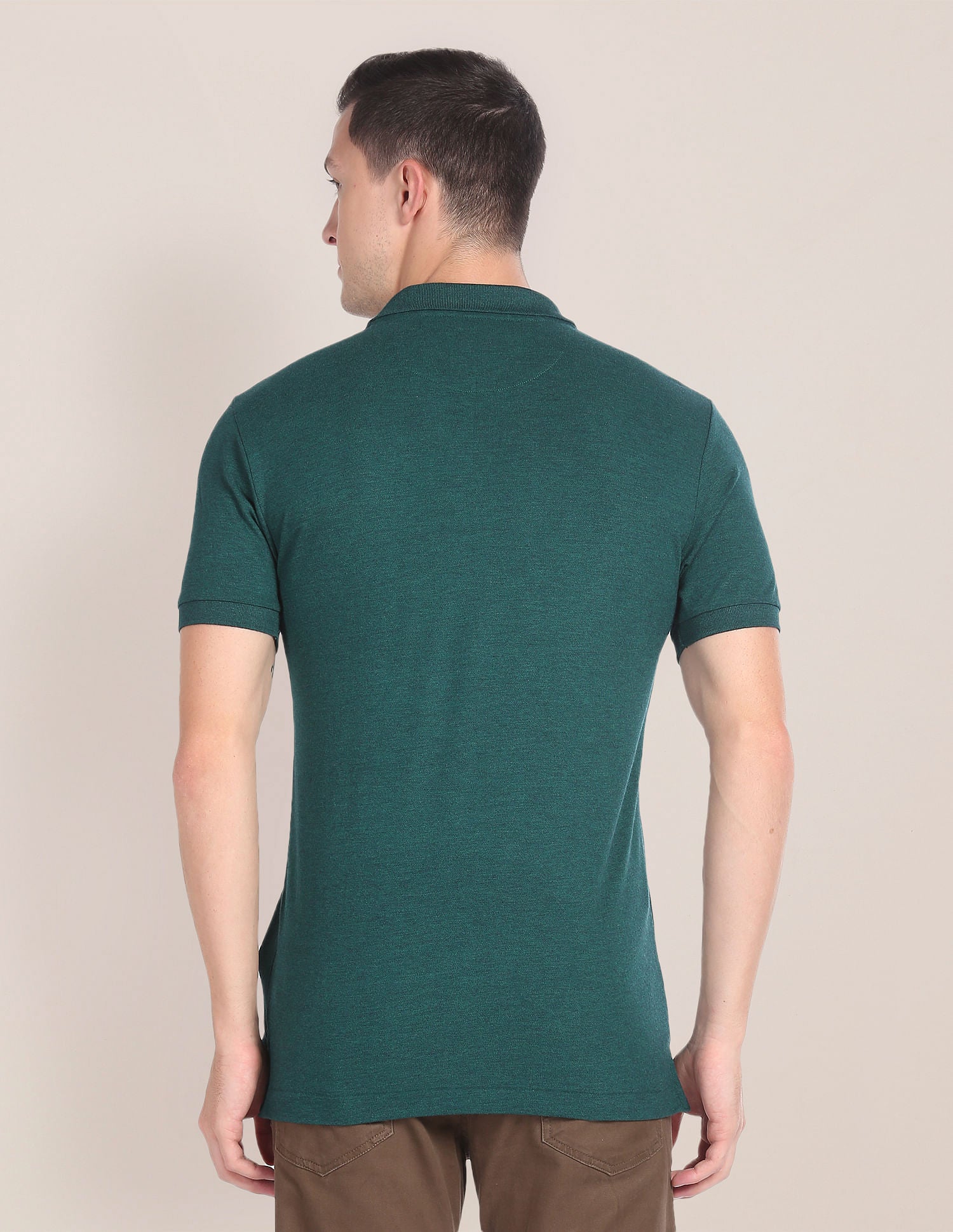 Embroidered Logo Heathered Polo Shirt Dark Green - U.S. Polo Assn. India | Large
