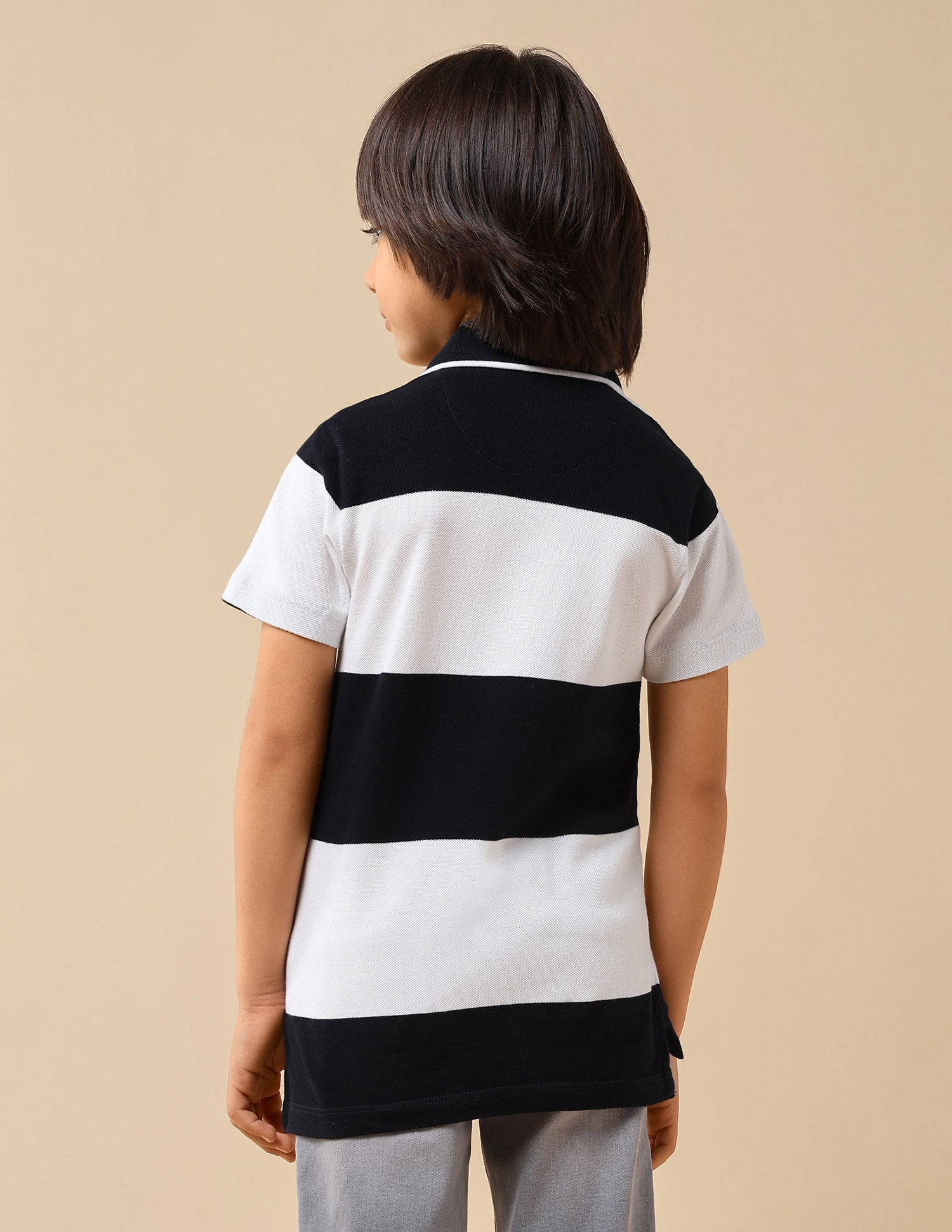 Boys Horizontal Striped Regular Fit Polo Shirt Navy - U.S. POLO ASSN. | Large