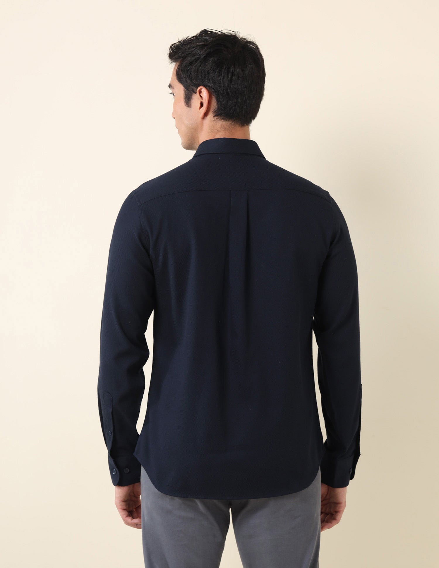 Tailored Fit Solid Shirt Navy - U.S. Polo Assn. India | Large