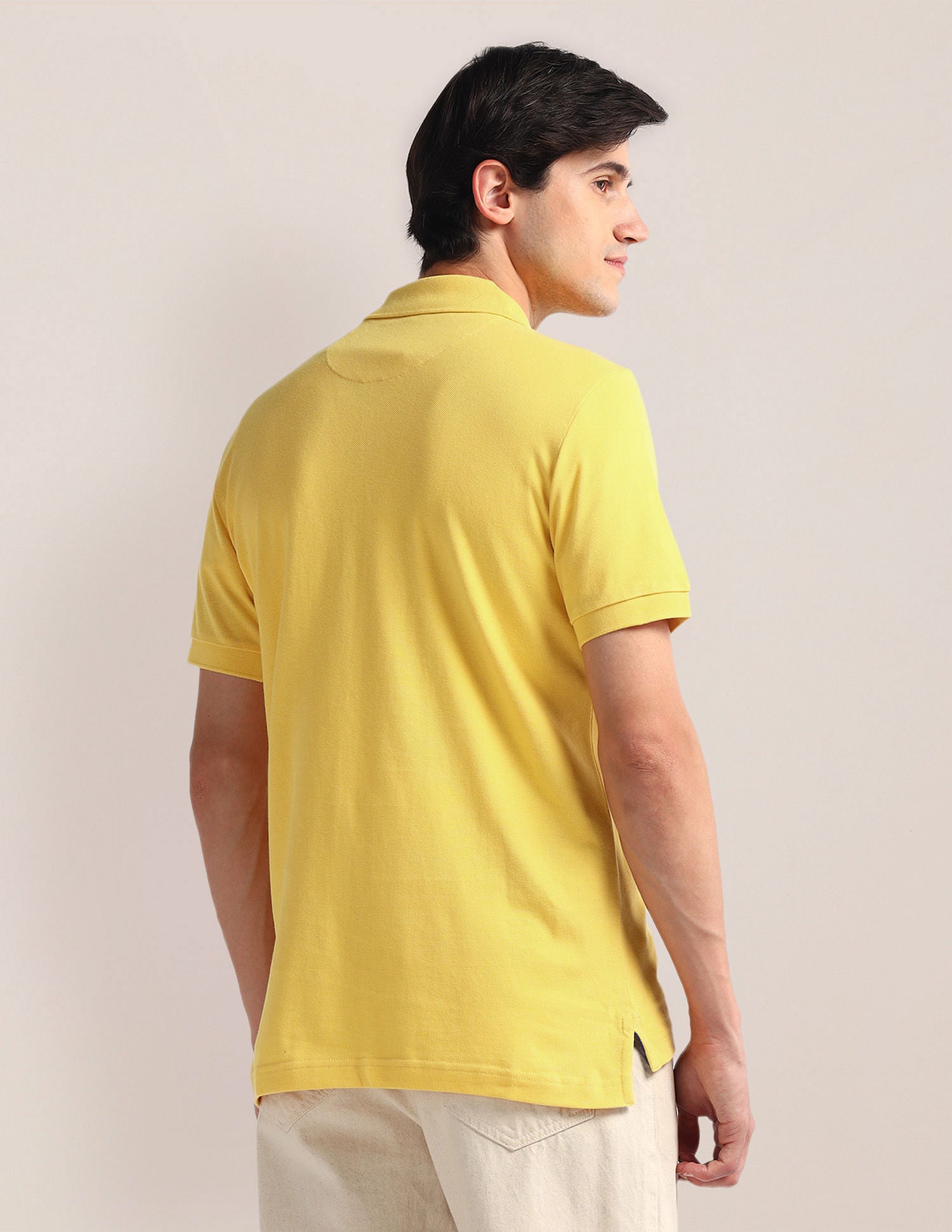 Slim Fit Pure Cotton Polo Shirt Yellow - U.S. Polo Assn. India | Large