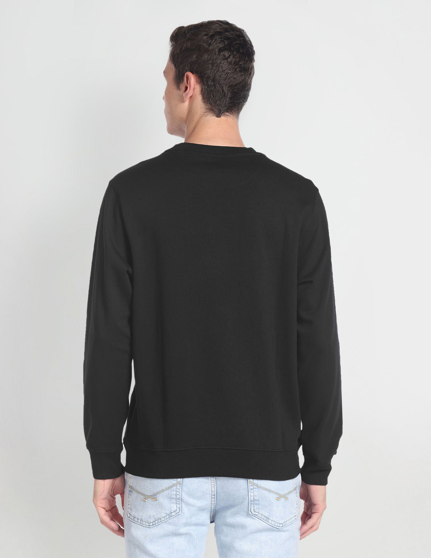 Brand Print Cotton Sweatshirt Black - U.S. POLO ASSN. | Large