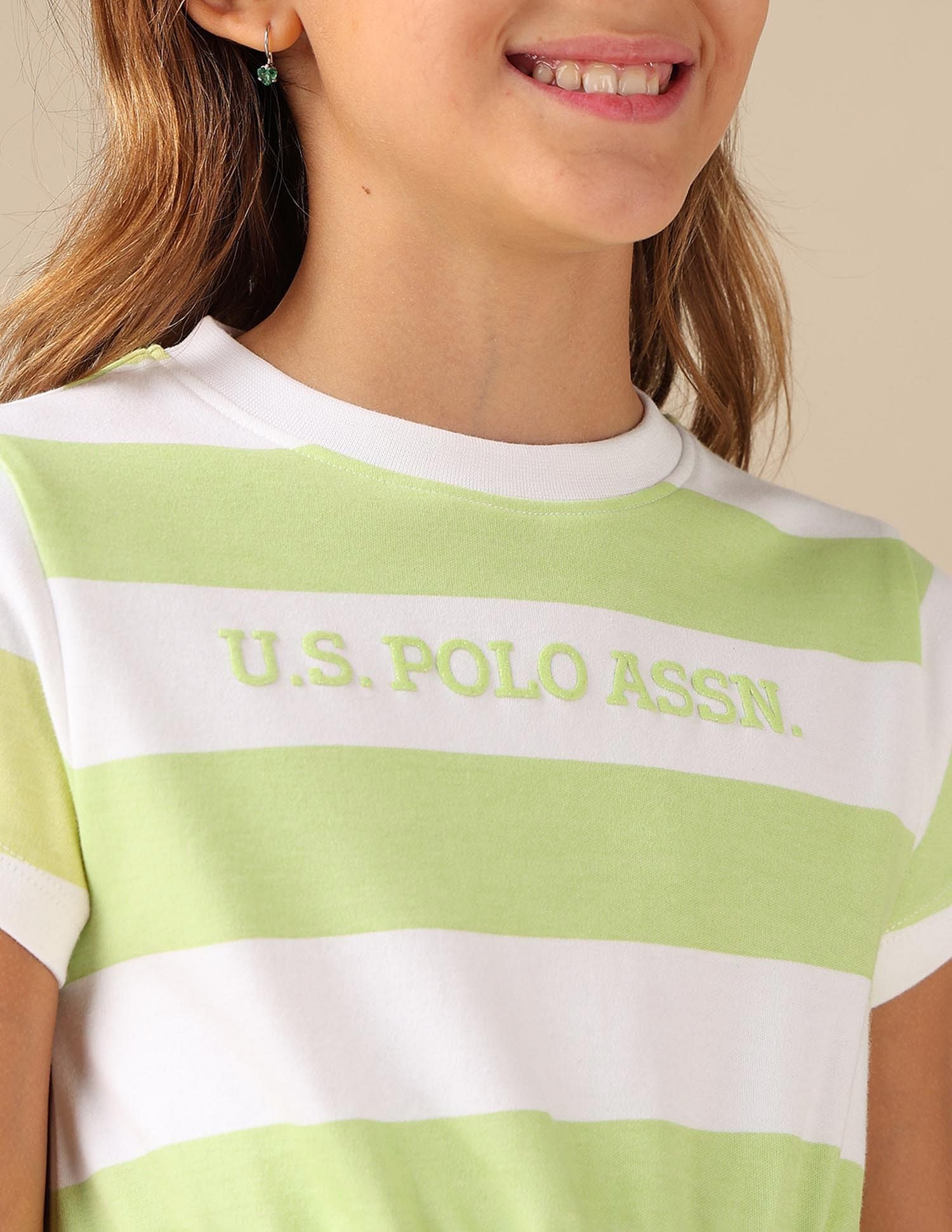 Girls Striped Fit And Flare Dress Yellow - U.S. POLO ASSN. | Large