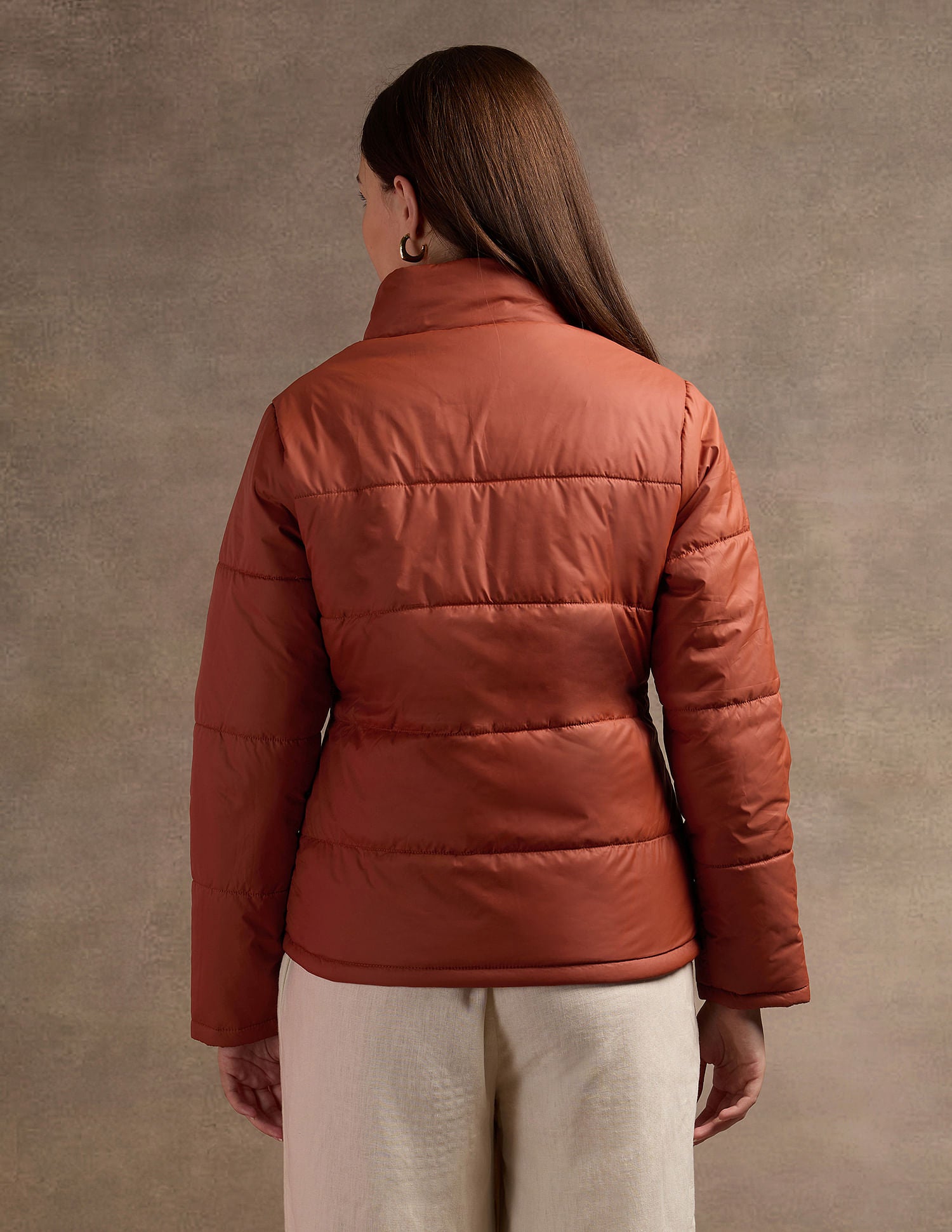 Mock Collar Puffer Jacket Rust - U.S. POLO ASSN. | Large