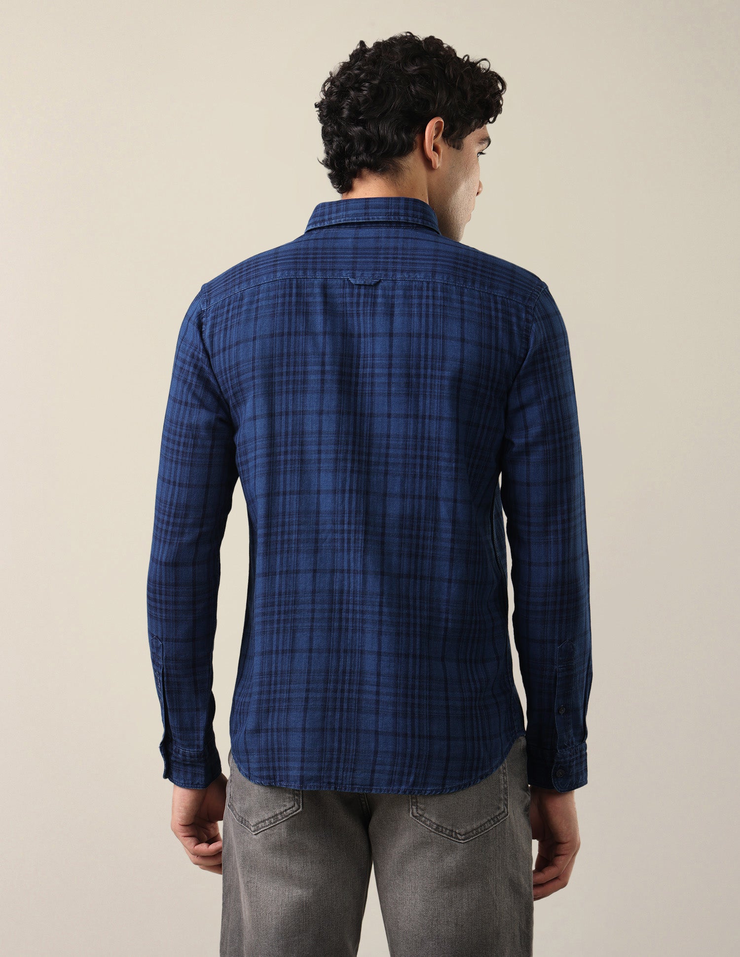 Twill Plaid Checked Shirt Dark Indigo - U.S. Polo Assn. India | Large