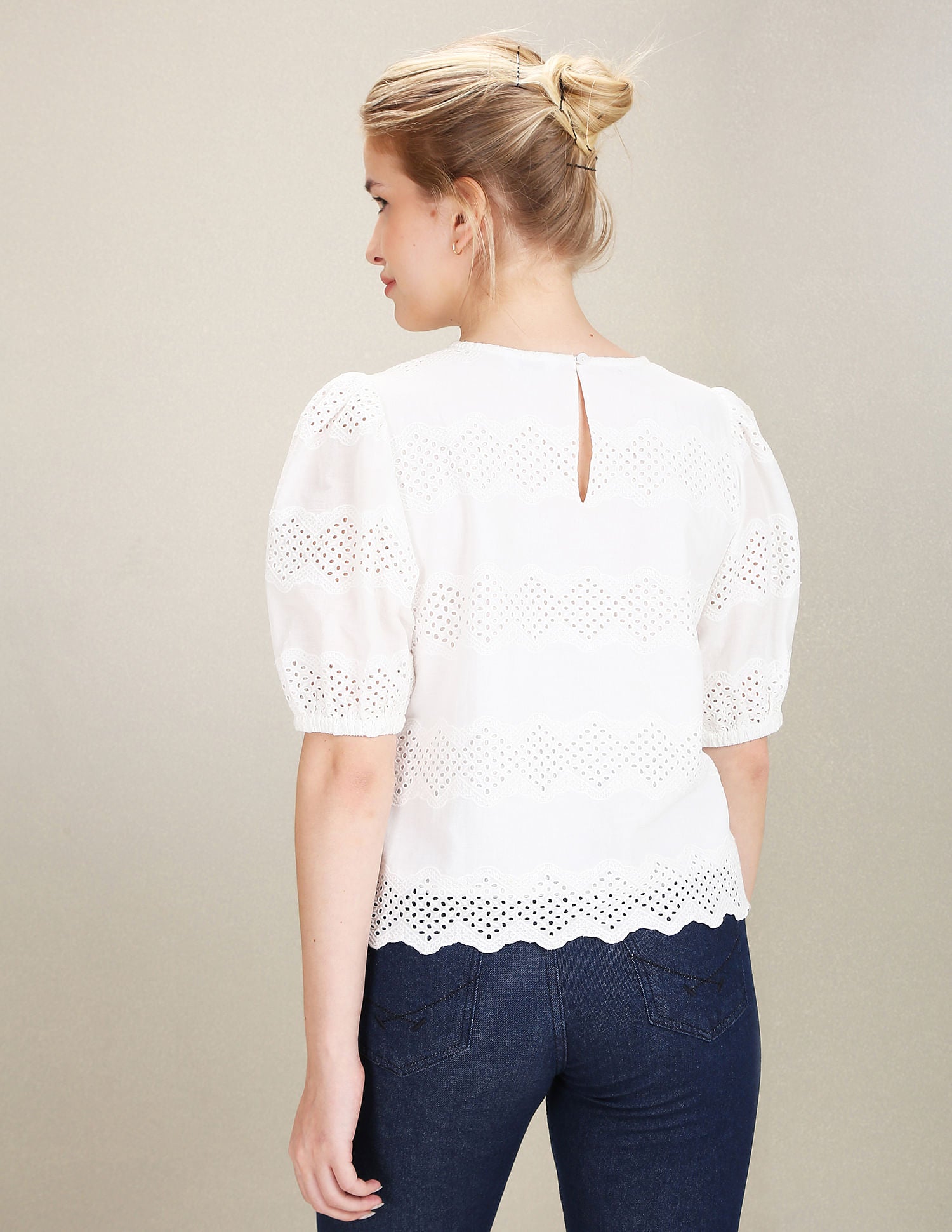 Puff Sleeve Cotton Top White - U.S. Polo Assn. India | Large