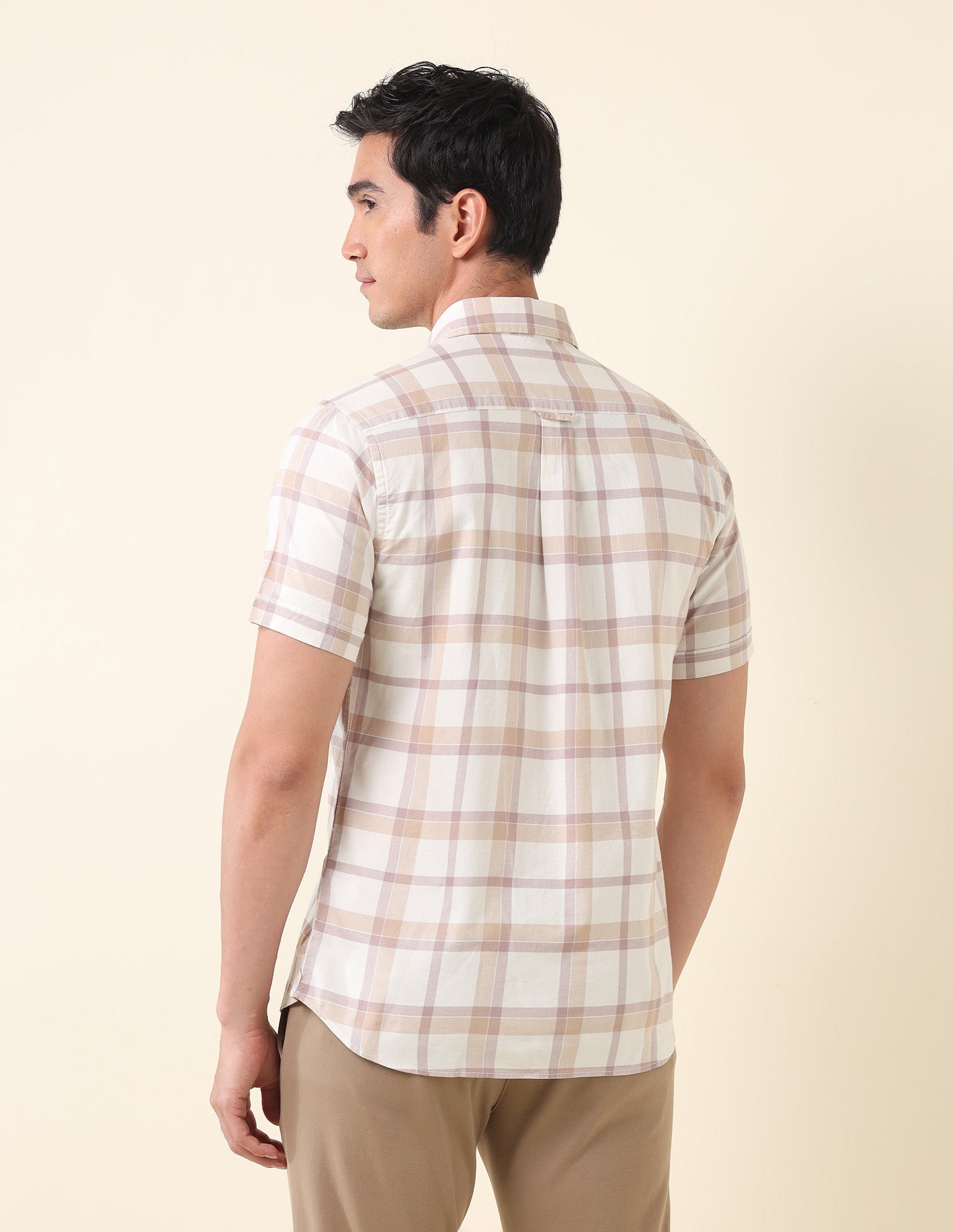 Grid Tattersall Checked Tailored Fit Shirt Ecru - U.S. Polo Assn. India | Large