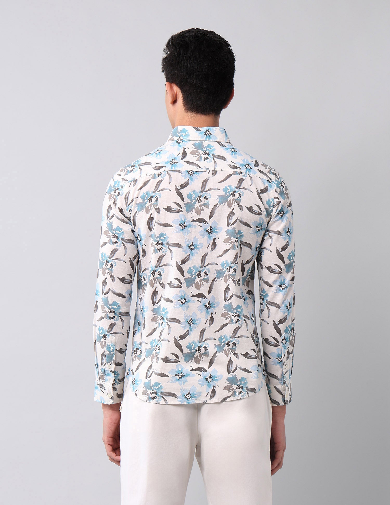 Floral Printed Pure Cotton Shirt Ivory - U.S. POLO ASSN. | Large