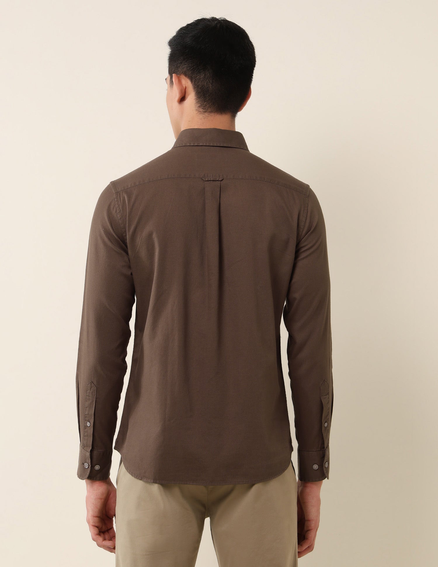Pure Cotton Dobby Tailored Fit Shirt Brown - U.S. Polo Assn. India | Large