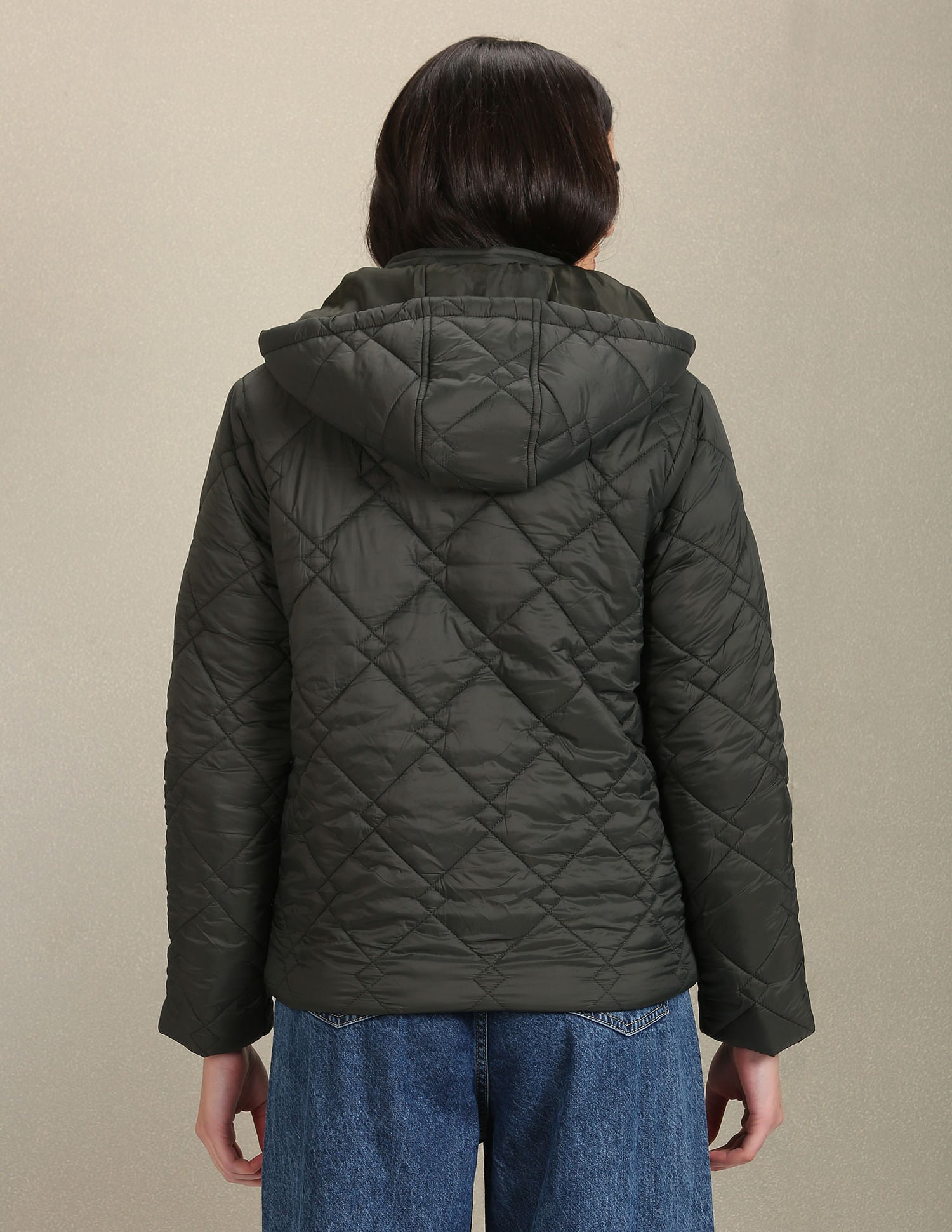 Solid Quilted Jacket Dark Green - U.S. Polo Assn. India | Large