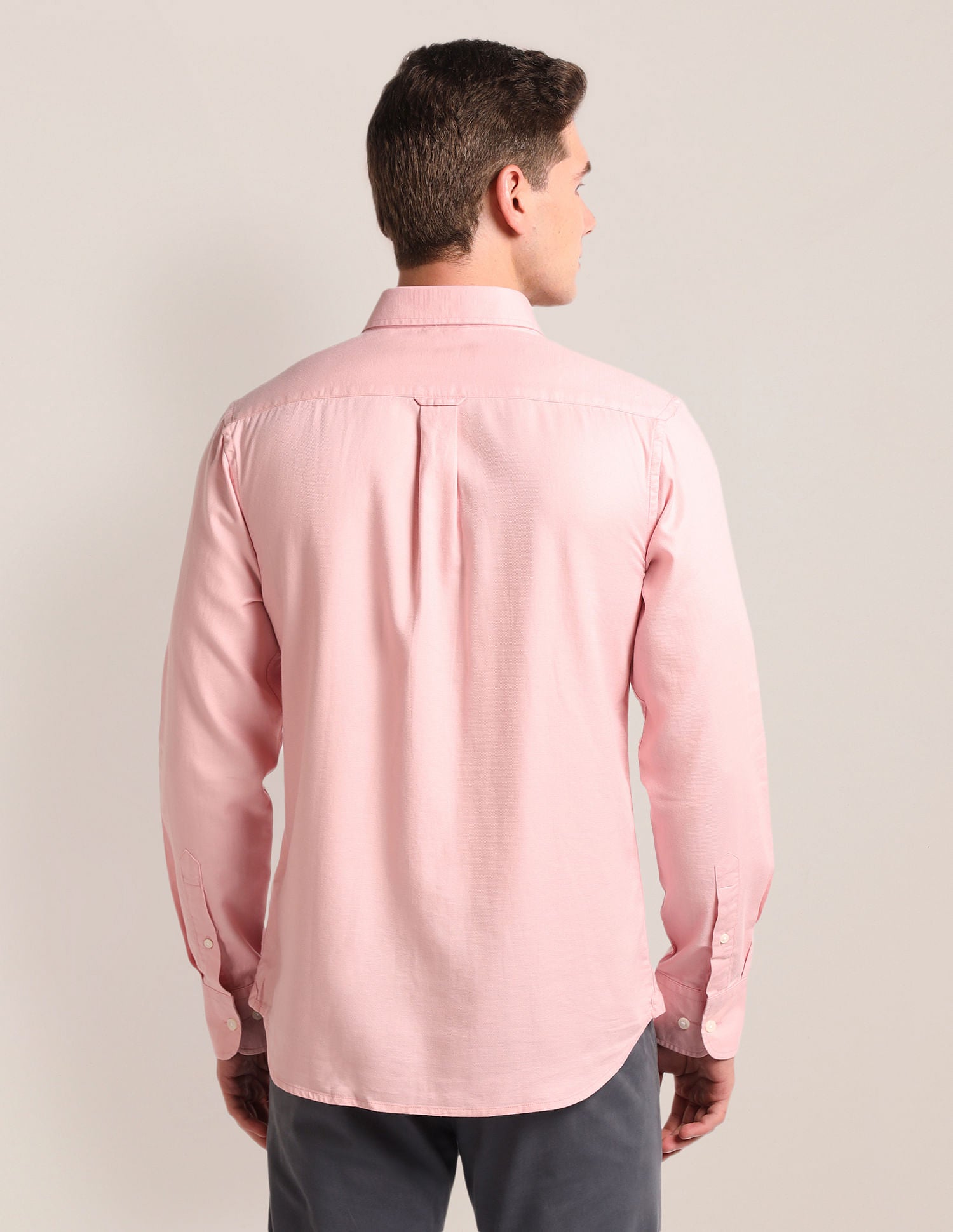 Tailored Regular Fit Solid Shirt Pink - U.S. Polo Assn. India | Large