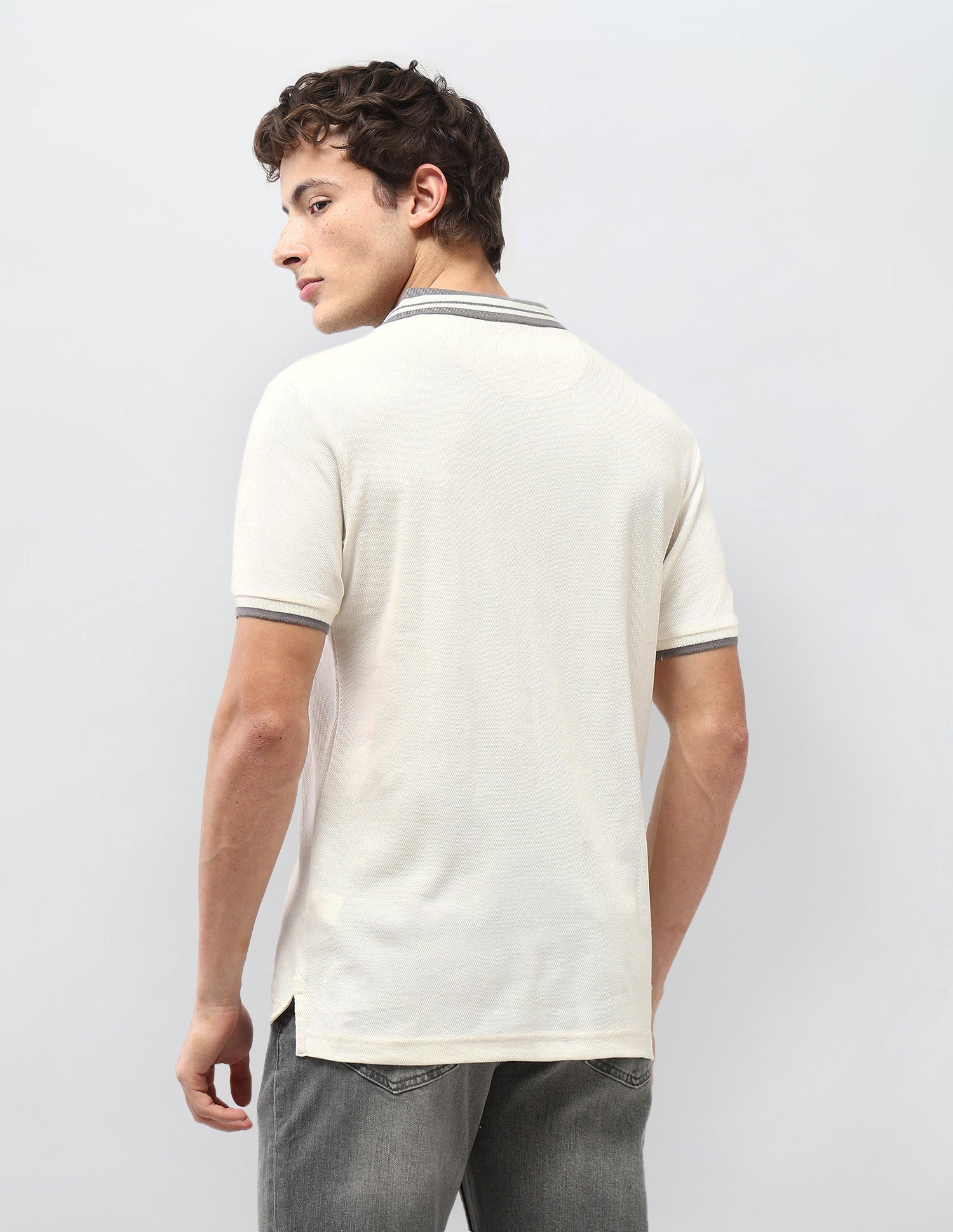 Textured Motel On The Coast Polo Shirt Ivory - U.S. Polo Assn. India | Large