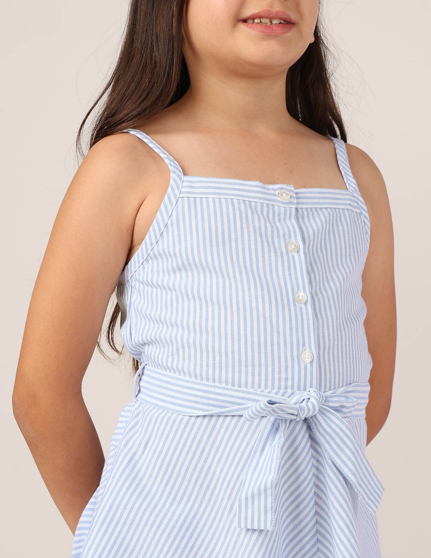 Girls Vertical Striped A-Line Dress Light Blue - U.S. POLO ASSN. | Large