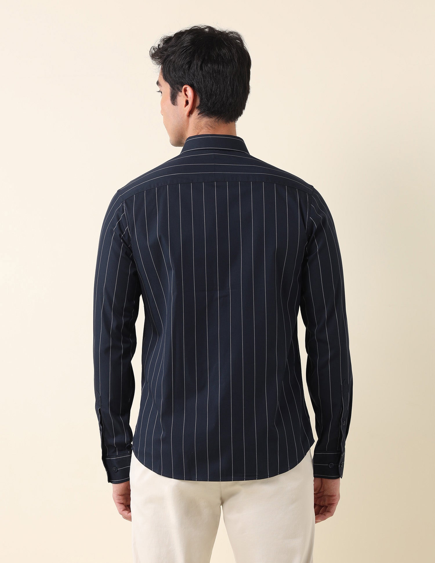 Vertical Striped Tailored Fit Formal Shirt Navy - U.S. Polo Assn. India | Large