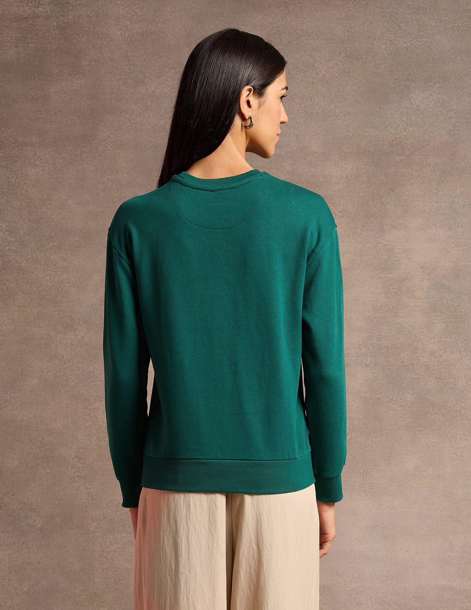 Crew Neck Logo Embroidered Sweatshirt Dark Green - U.S. POLO ASSN. | Large