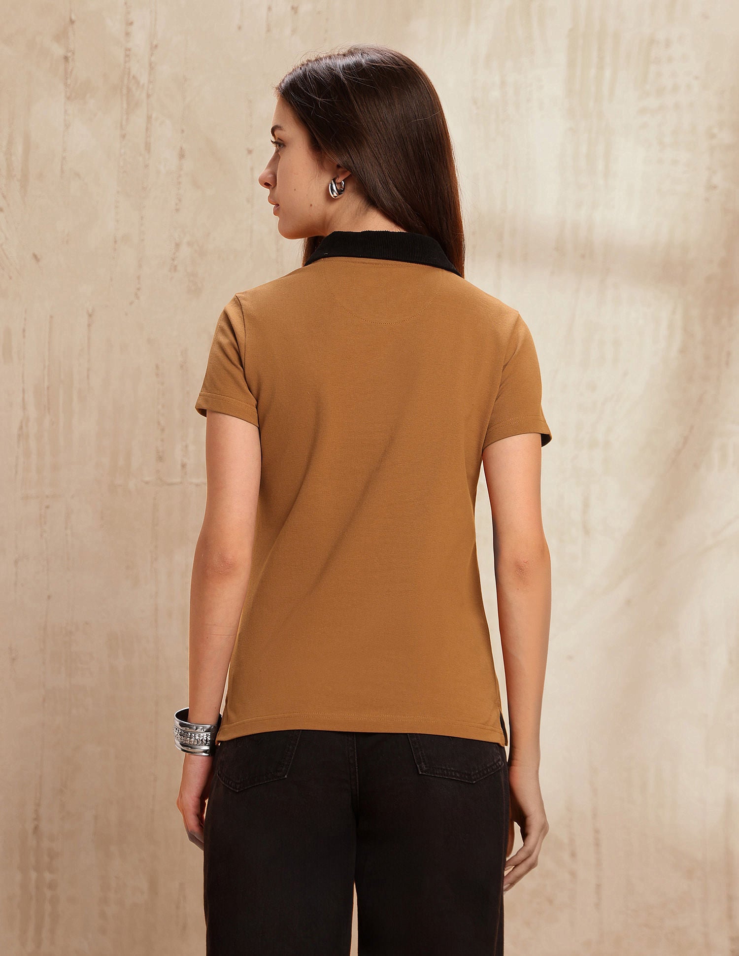 Regular Fit Solid Polo Shirt Light Brown - U.S. Polo Assn. India | Large