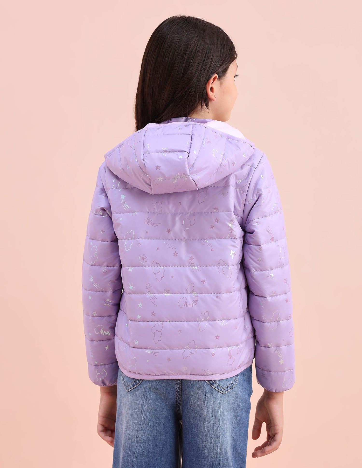 Graphic Printed Puffer Jacket Lilac - U.S. POLO ASSN. | Large