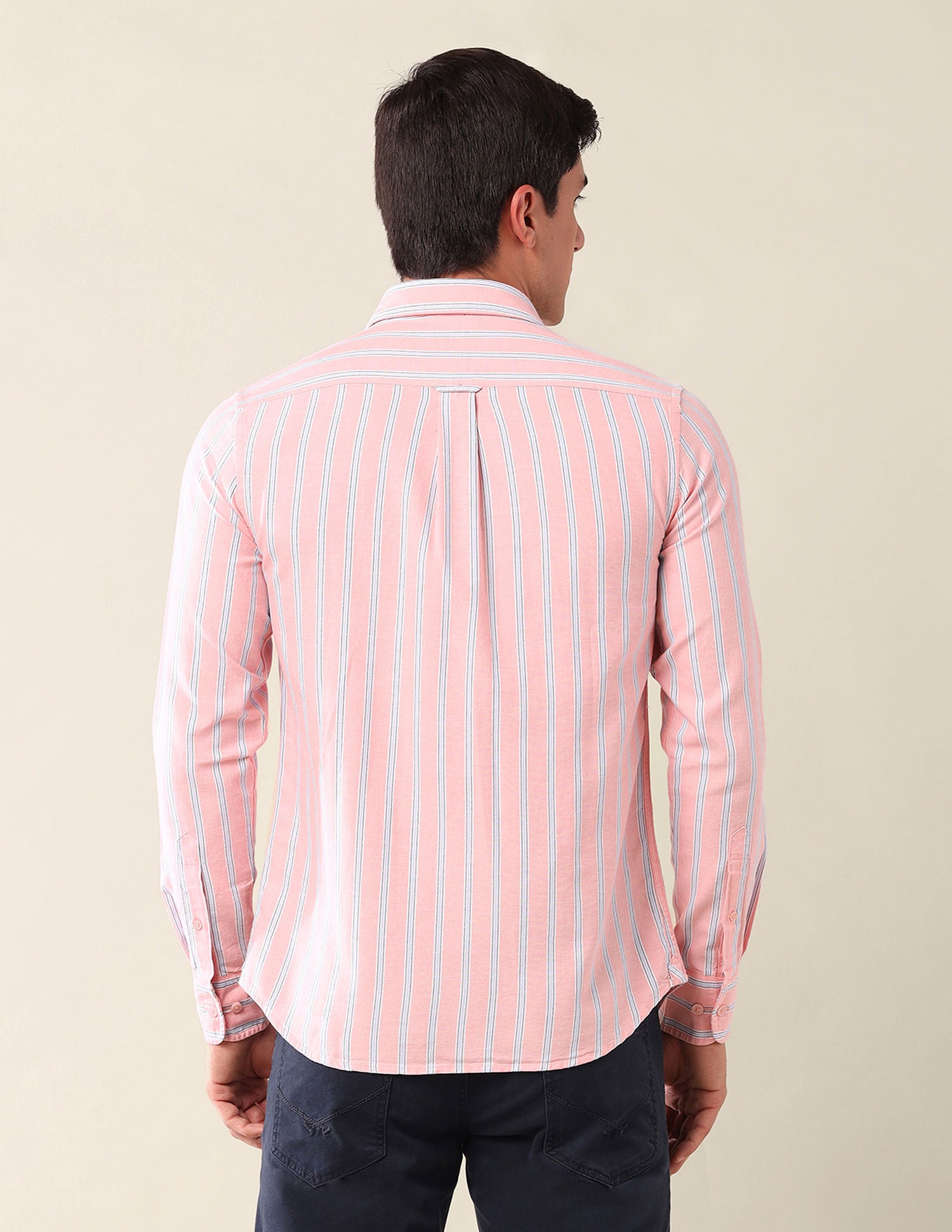 Tailored Fit Striped Shirt Peach - U.S. Polo Assn. India | Large