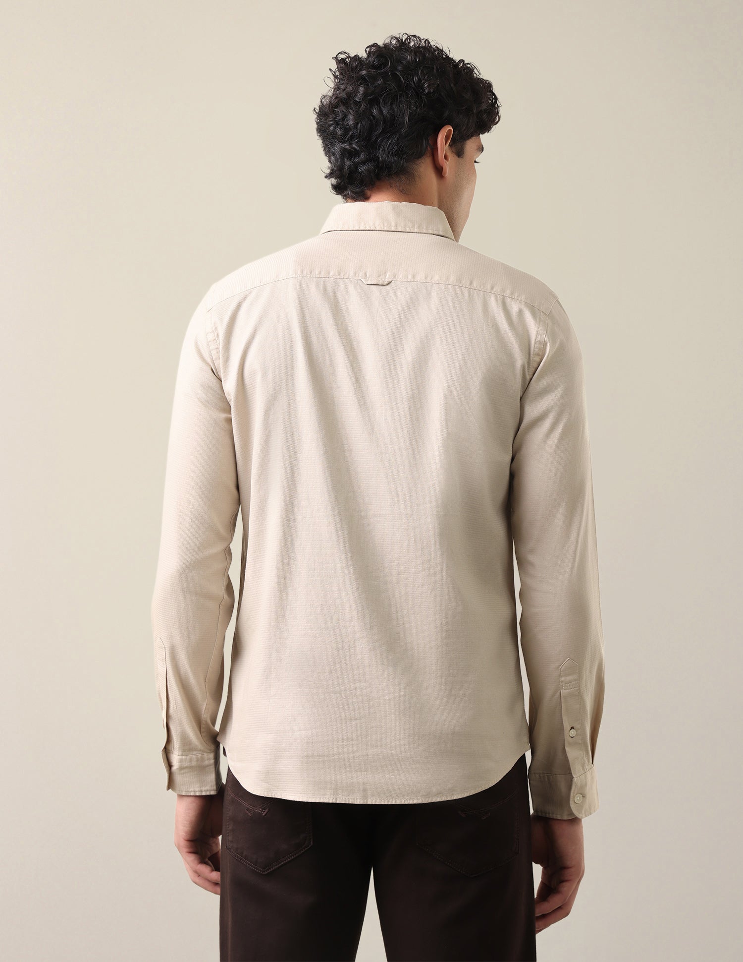 Dobby Textured Shirt Beige - U.S. Polo Assn. India | Large