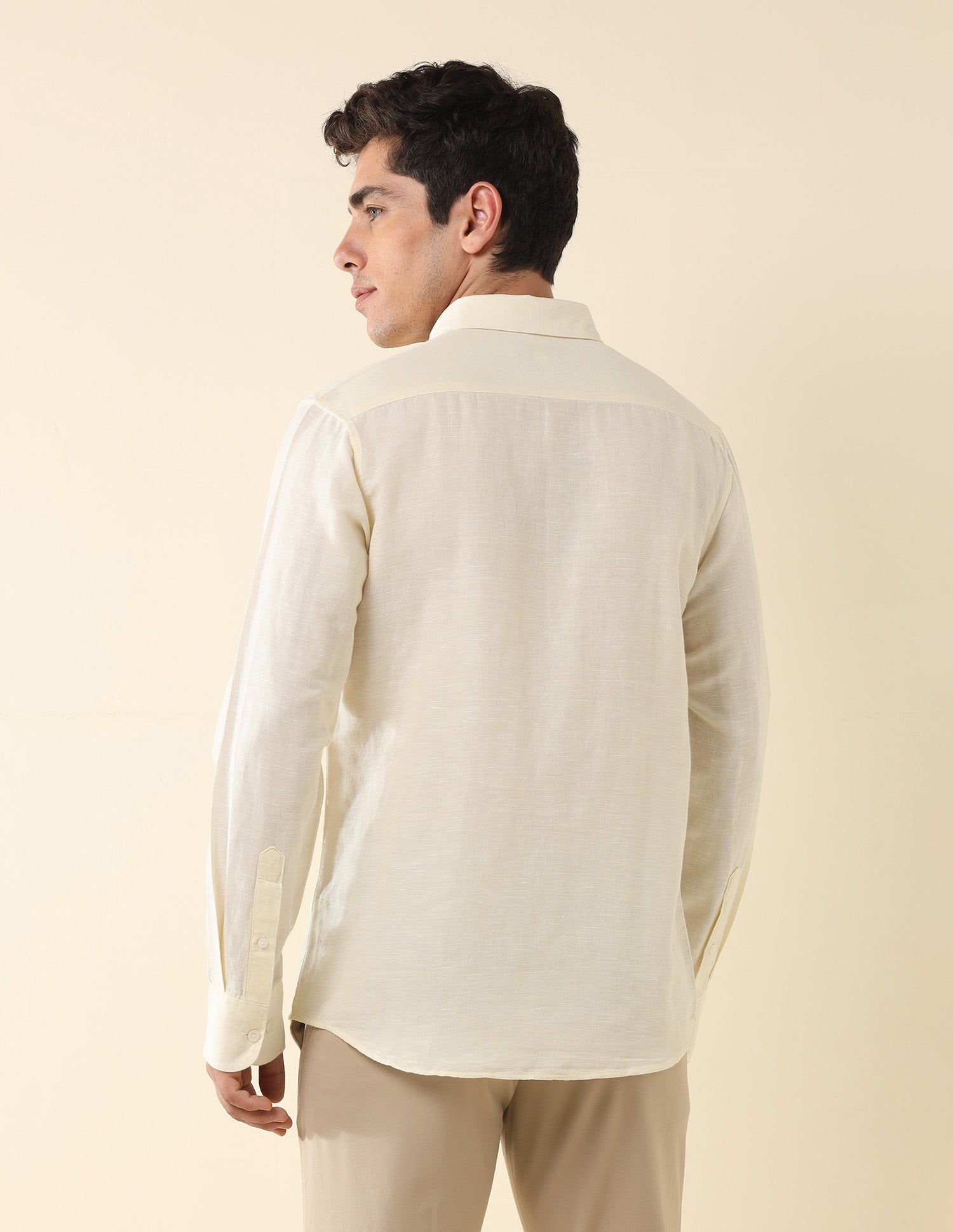 Tailored Fit Solid Shirt Cream - U.S. Polo Assn. India | Large