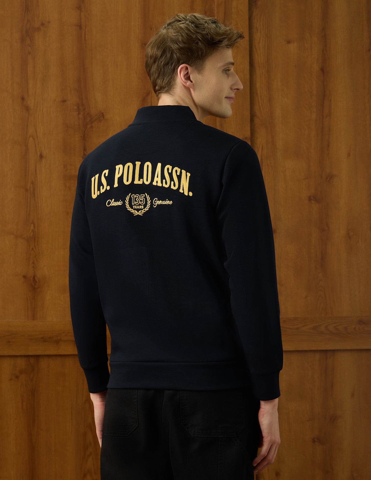 Brand Embroidered Varsity Theatre Zipper Sweatshirt Navy - U.S. POLO ASSN. | Large