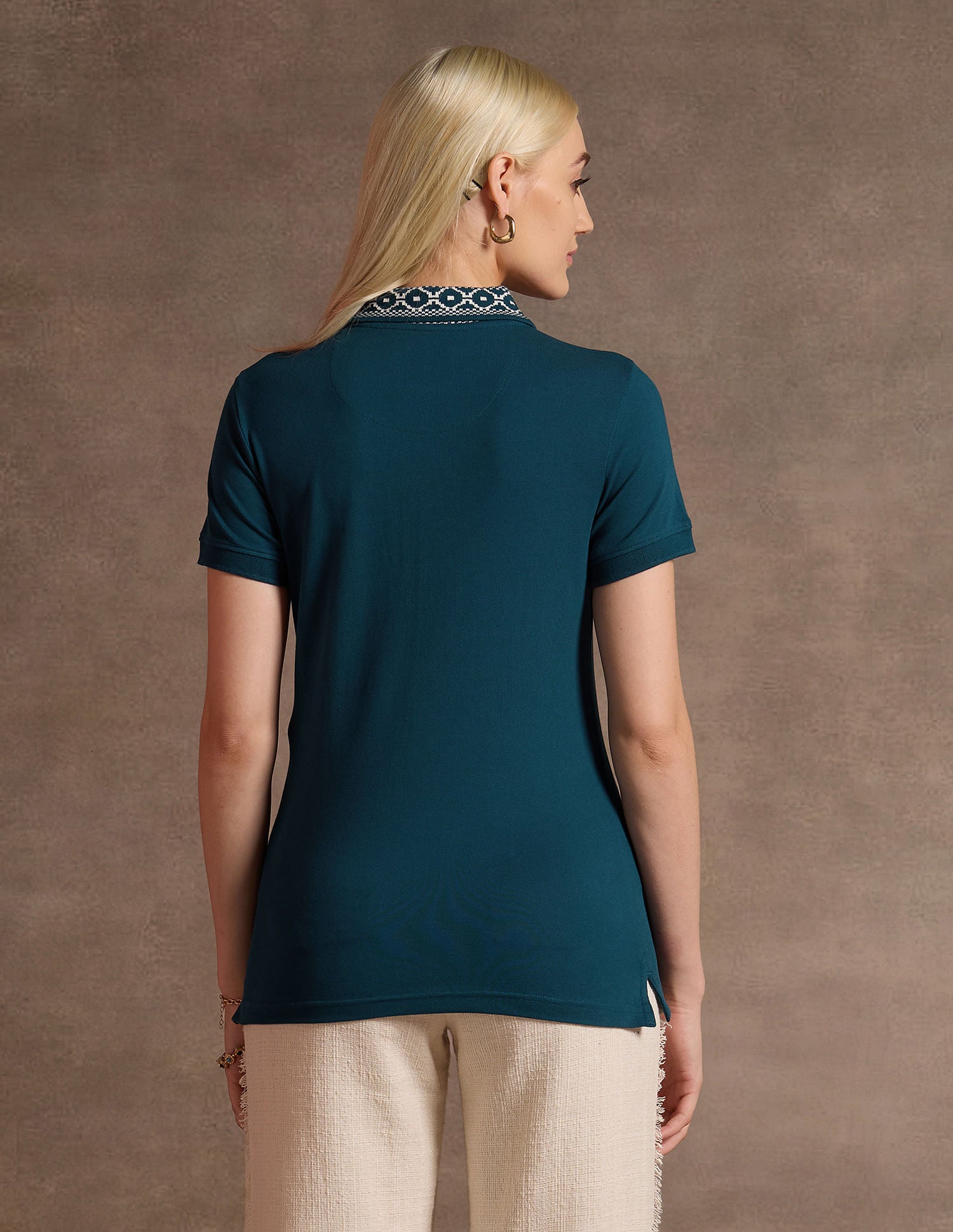 Jacquard Collar Polo Shirt Teal - U.S. POLO ASSN. | Large