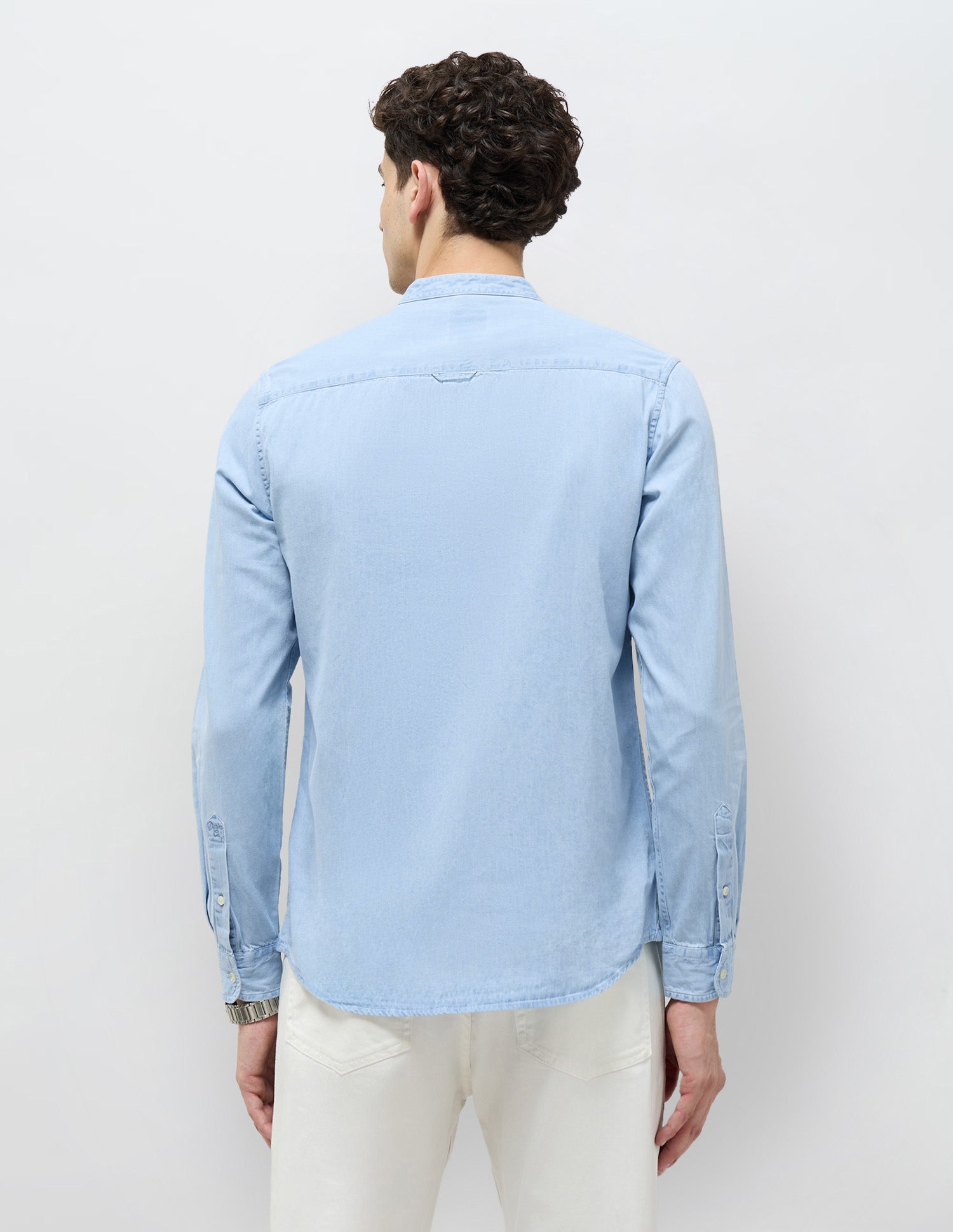 Twill Slim Fit Mandarin Shirt Light Indigo - U.S. POLO ASSN. | Large